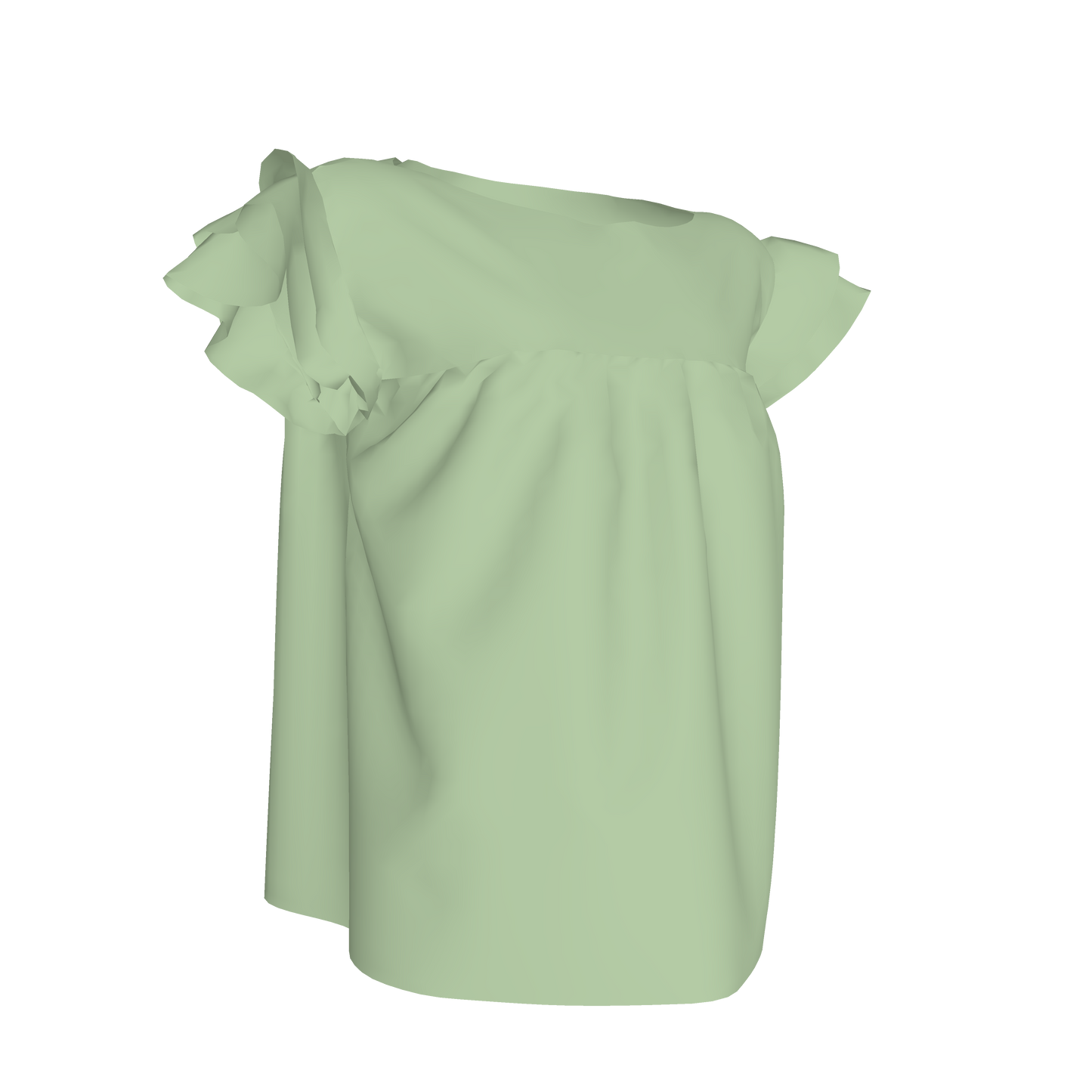 Ruffled Sleeve Top in Solid Pastel Green