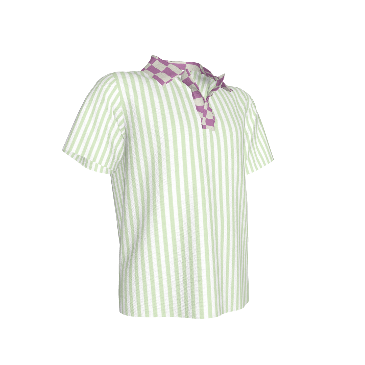 Lime Green Striped Polo
