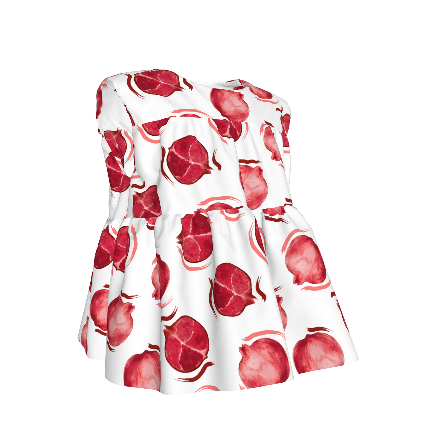 Kid's Sleeveless Ruffle Top in Spring Pomegranates