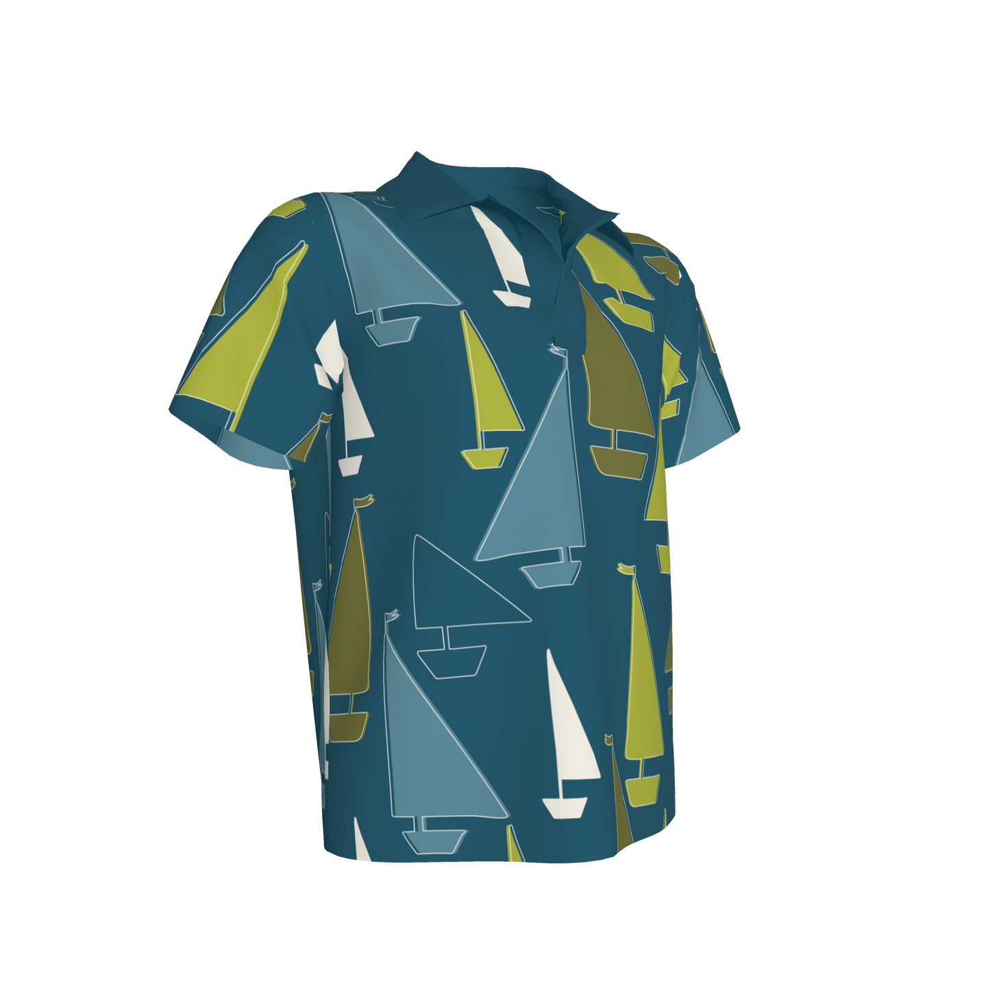 Teal Sailboats Polo