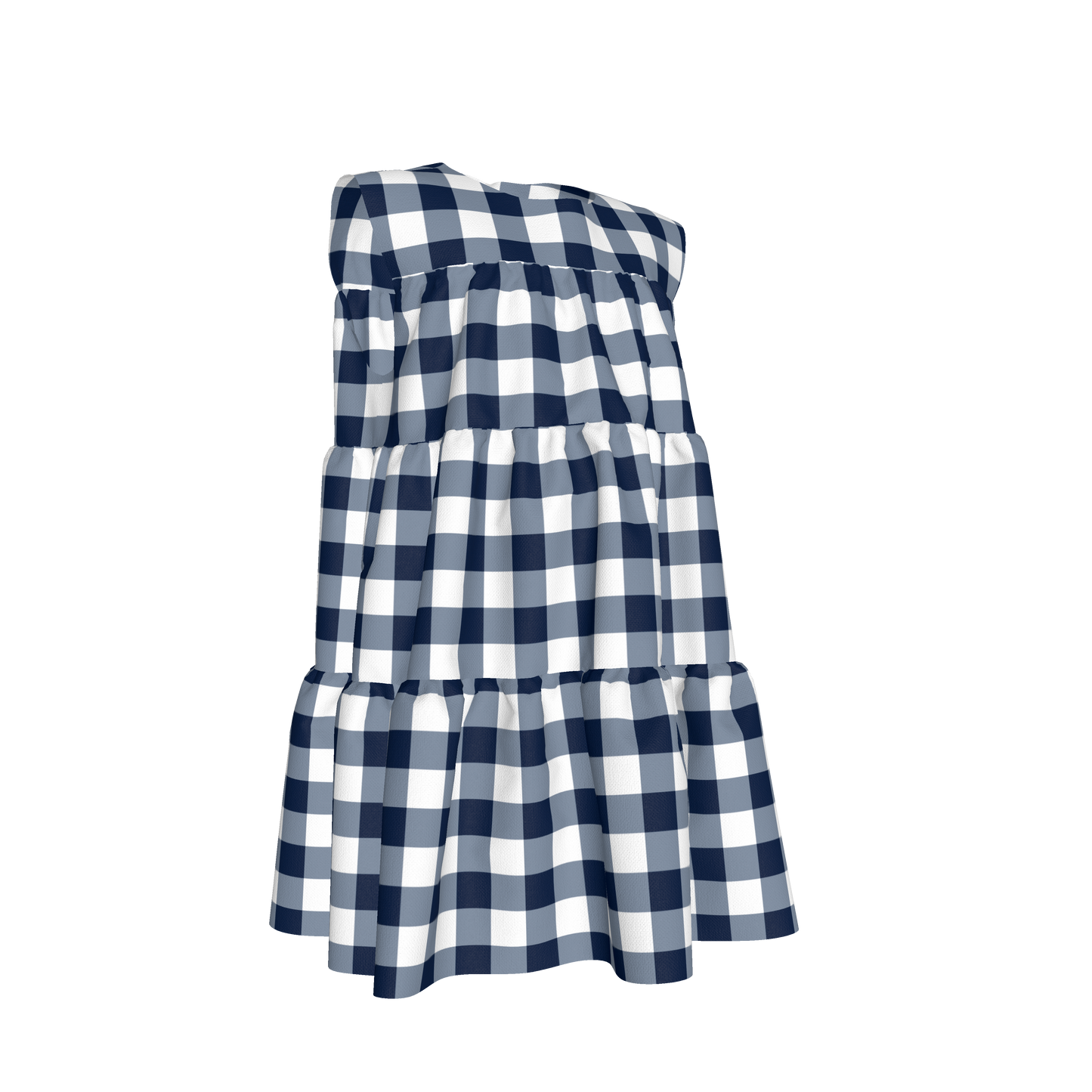 Ruffle Dress without Lining in Navy Gingham