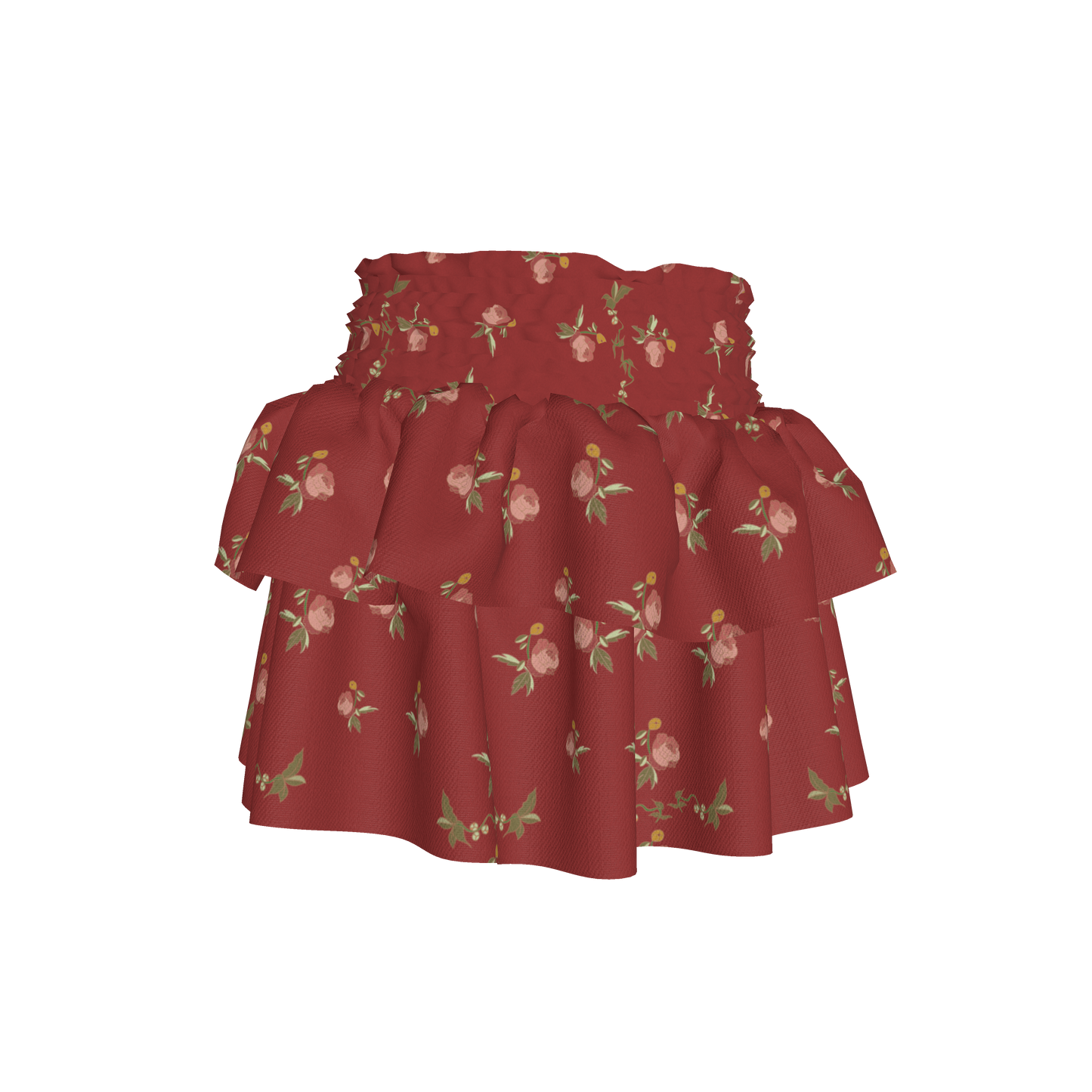 Kid's Smocked Skirt in Belle Bloom Red in Light Cotton Slub
