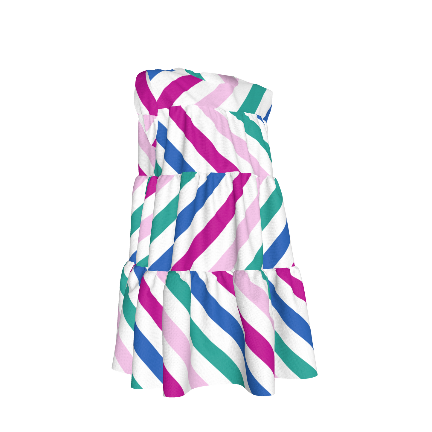 Spring Stripes Ruffle Dress With Lining