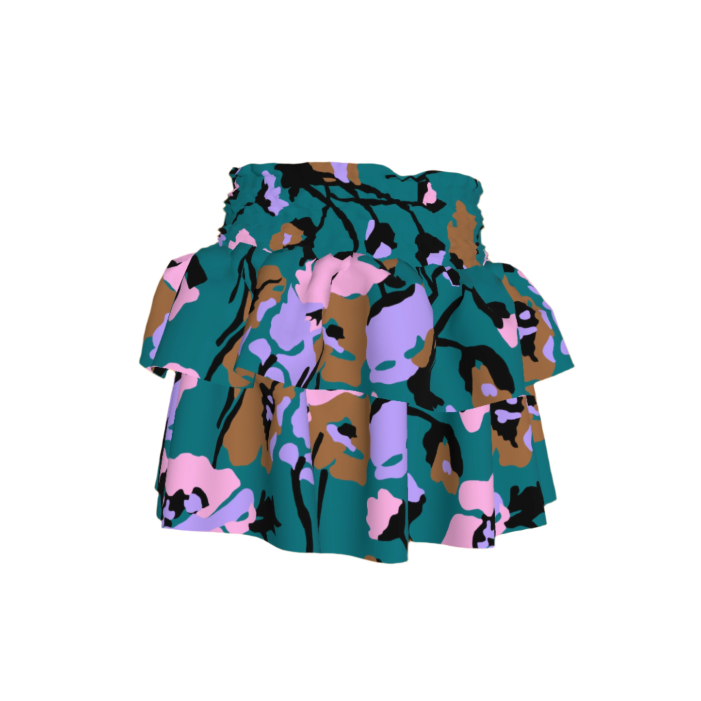 Kid's Smocked Ruffle Skirt in Dini's Teal Floral