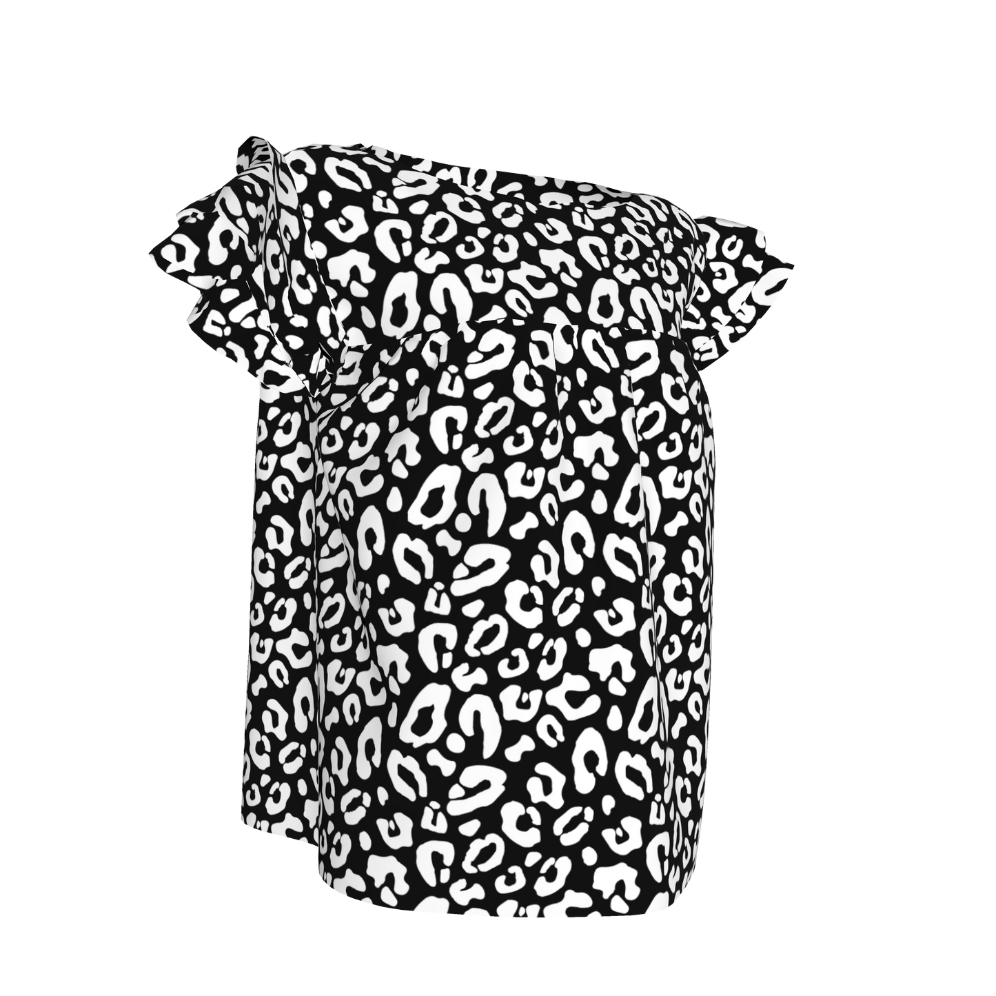 Kid's Ruffled Sleeve Top in Black Kitty Cat Dreamer