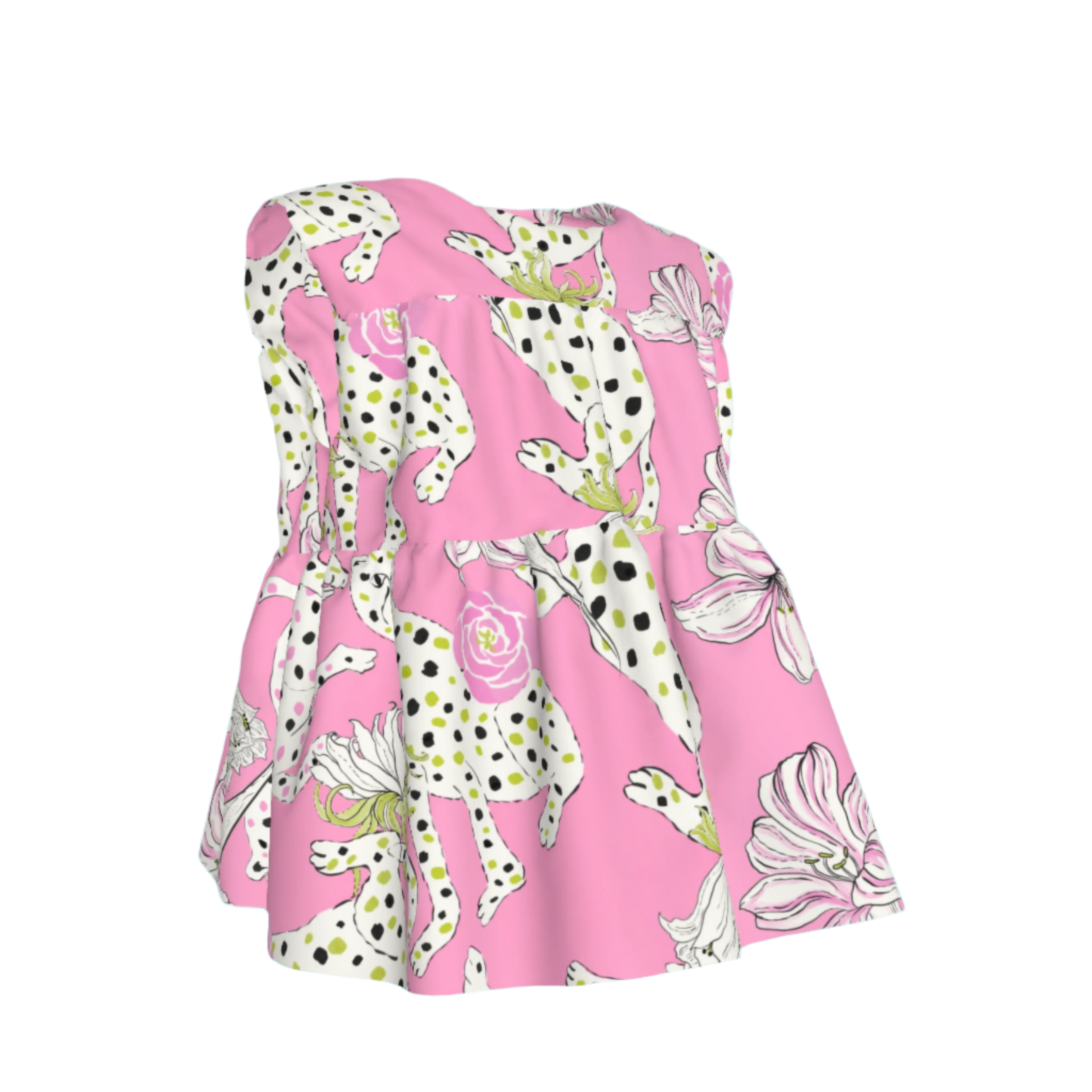 Kid's Sleeveless Ruffle Top in Sketching Summer Pink
