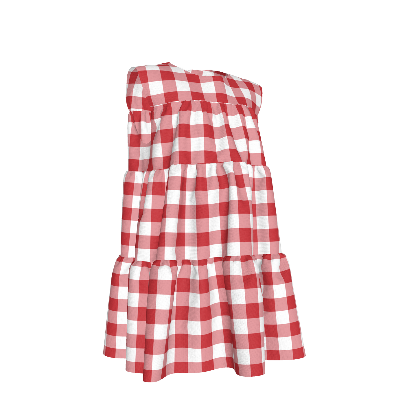 Ruffle Dress without Lining in Red Gingham
