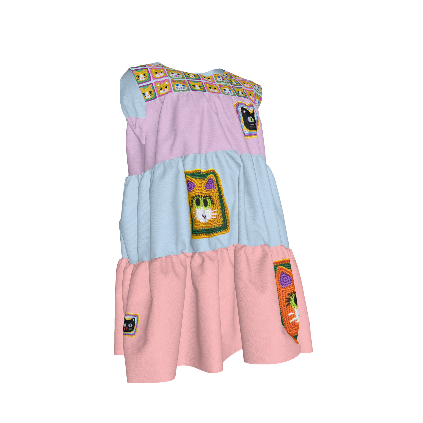 Meowsville Dress in Ice Cream