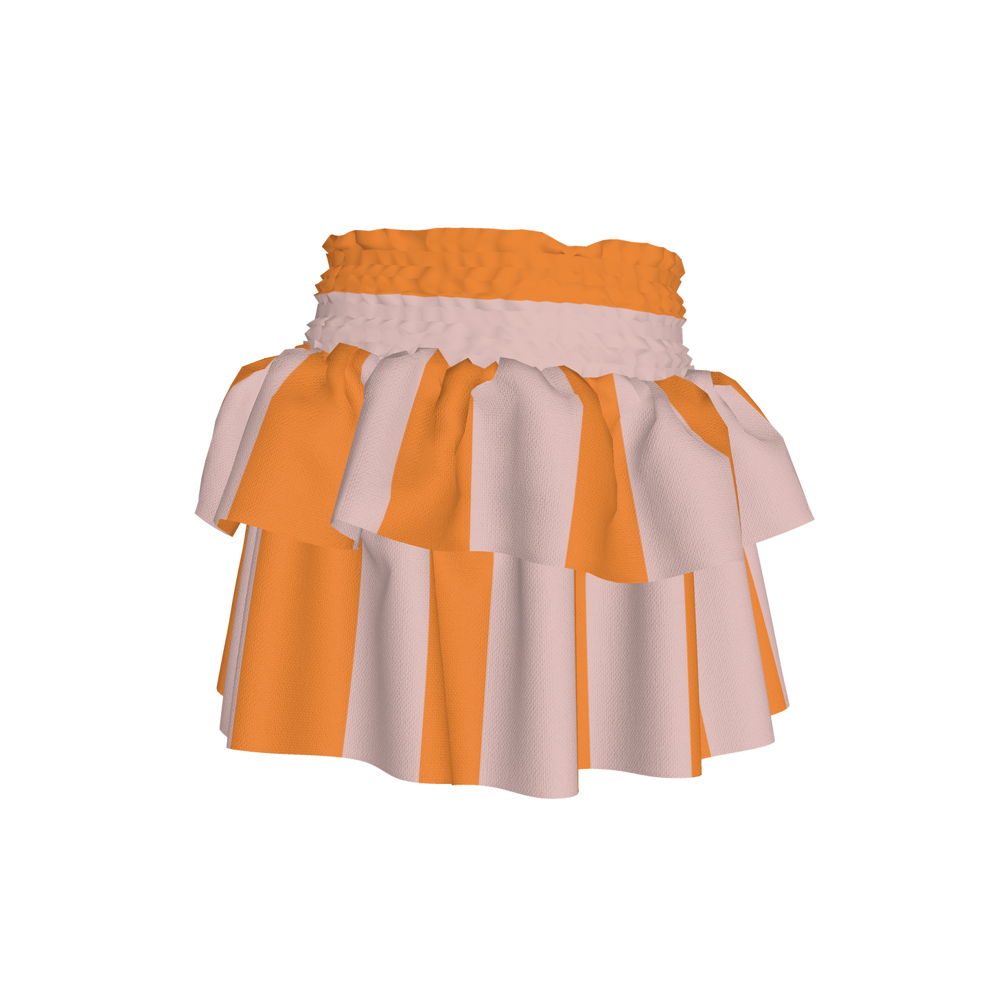 Pink & Orange Stripes Ruffle Skirt