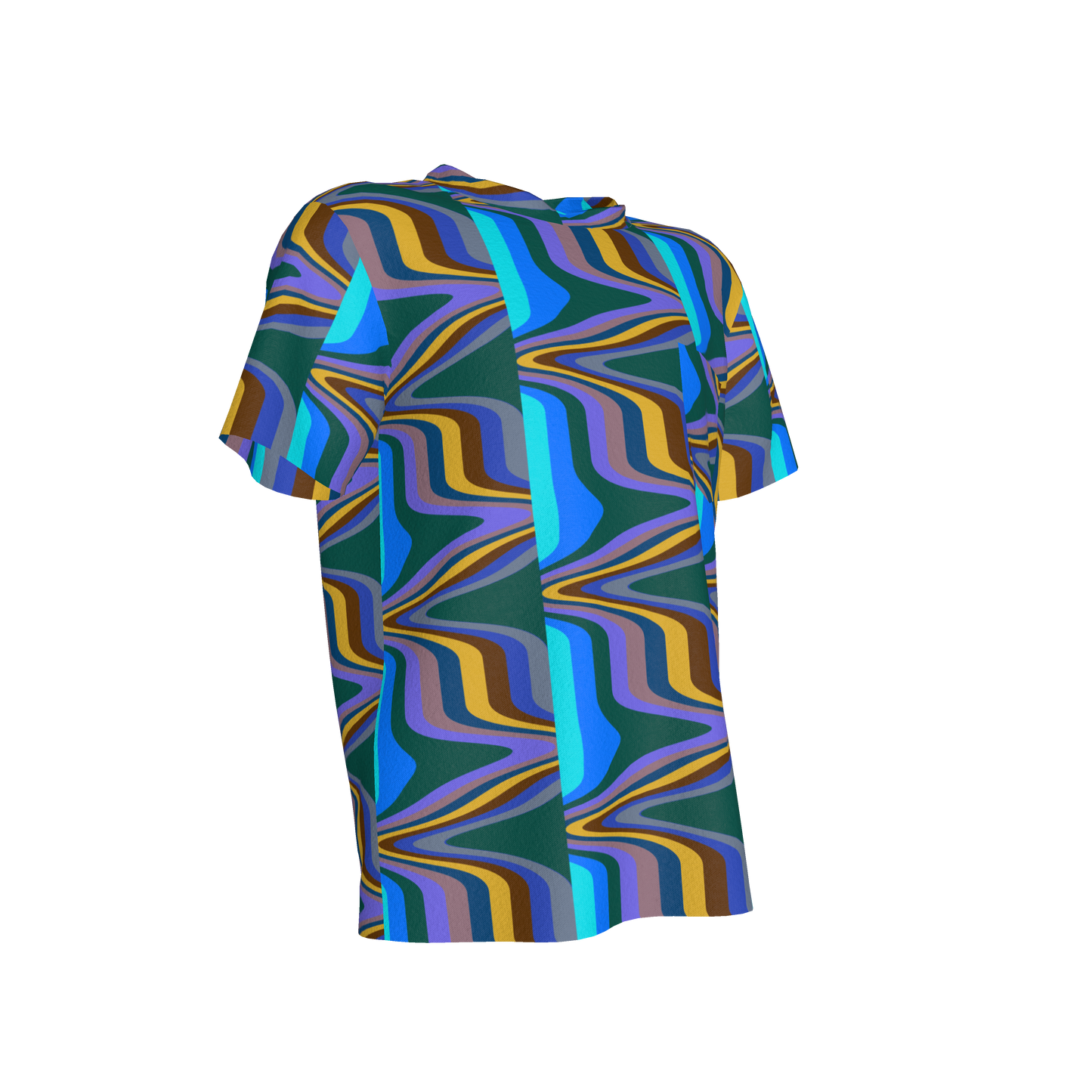 Kid's Pocket T-Shirt in Fun Retro Blues in Cotton Spandex Lightweight Jersey