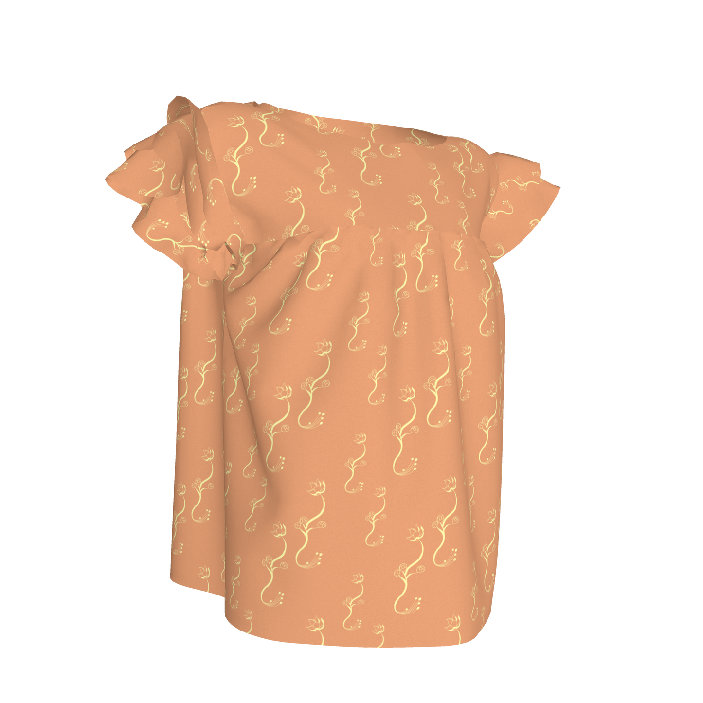 Kid's Ruffle Sleeve Top in Bloom Peach in Light Cotton Slub