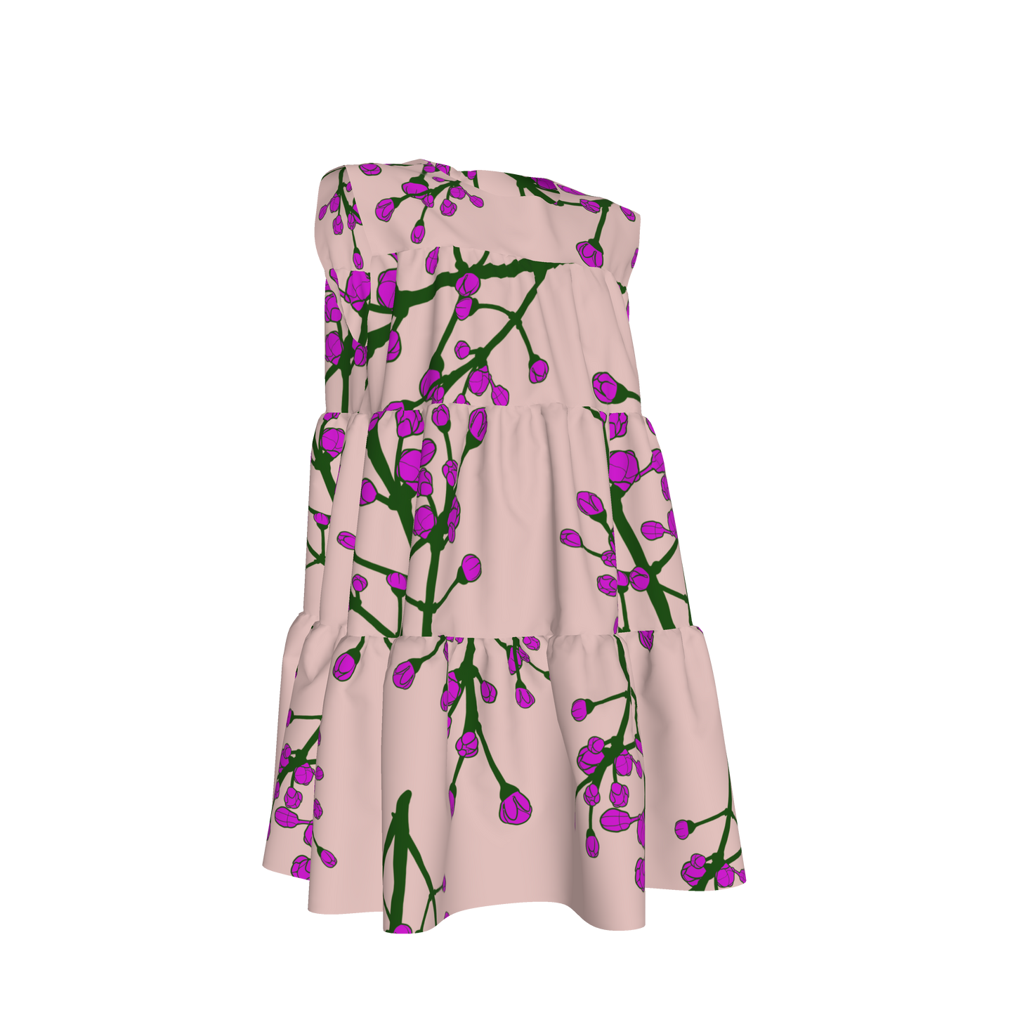 Floral Lilac Ruffle Dress with Lining