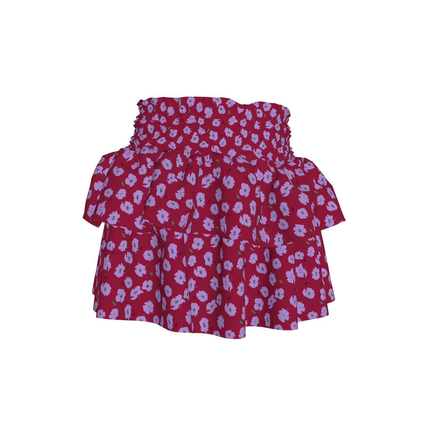 Kid's Smocked Ruffle Skirt in Micro Purple Poppies