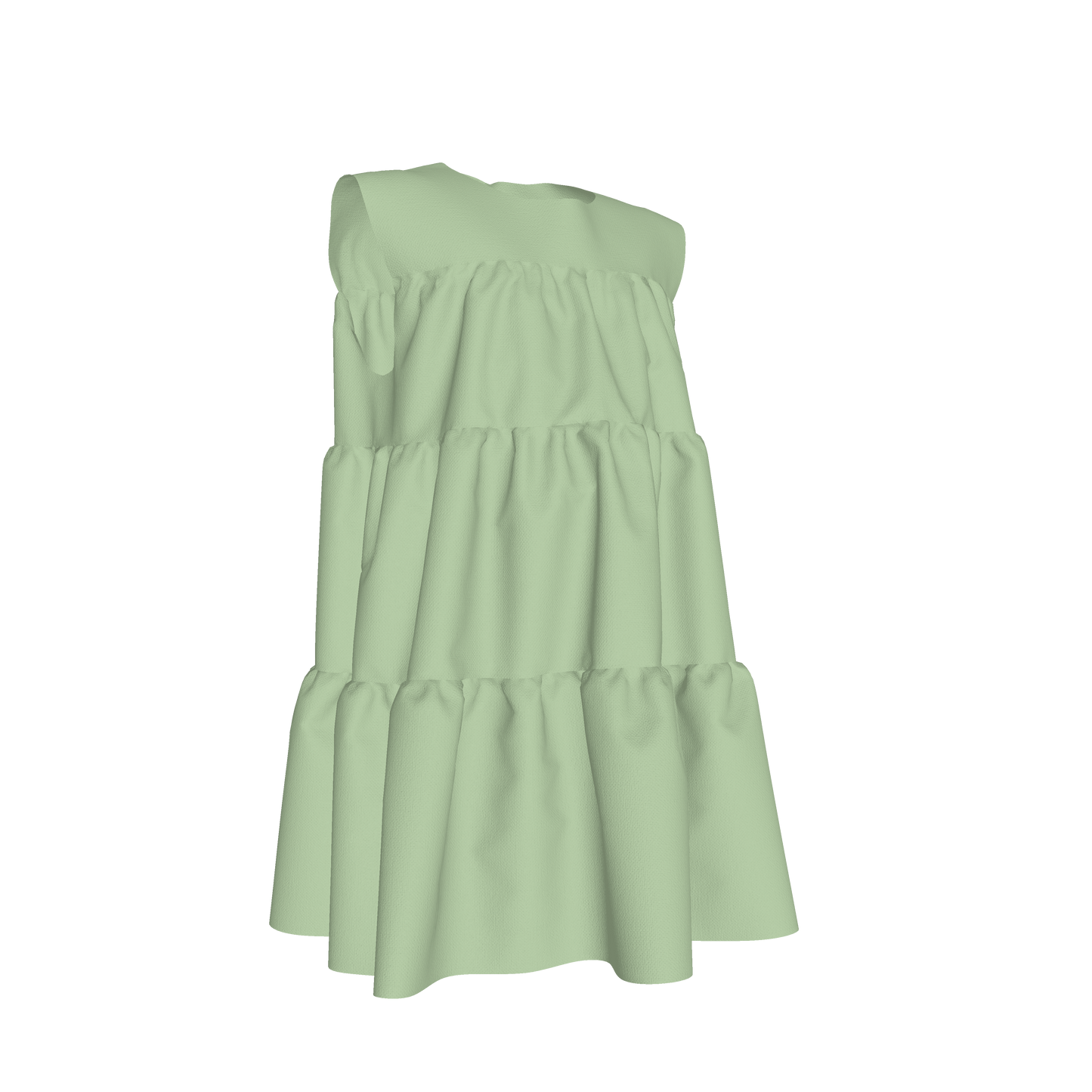 Ruffle Dress without Lining in Solid Pastel Green