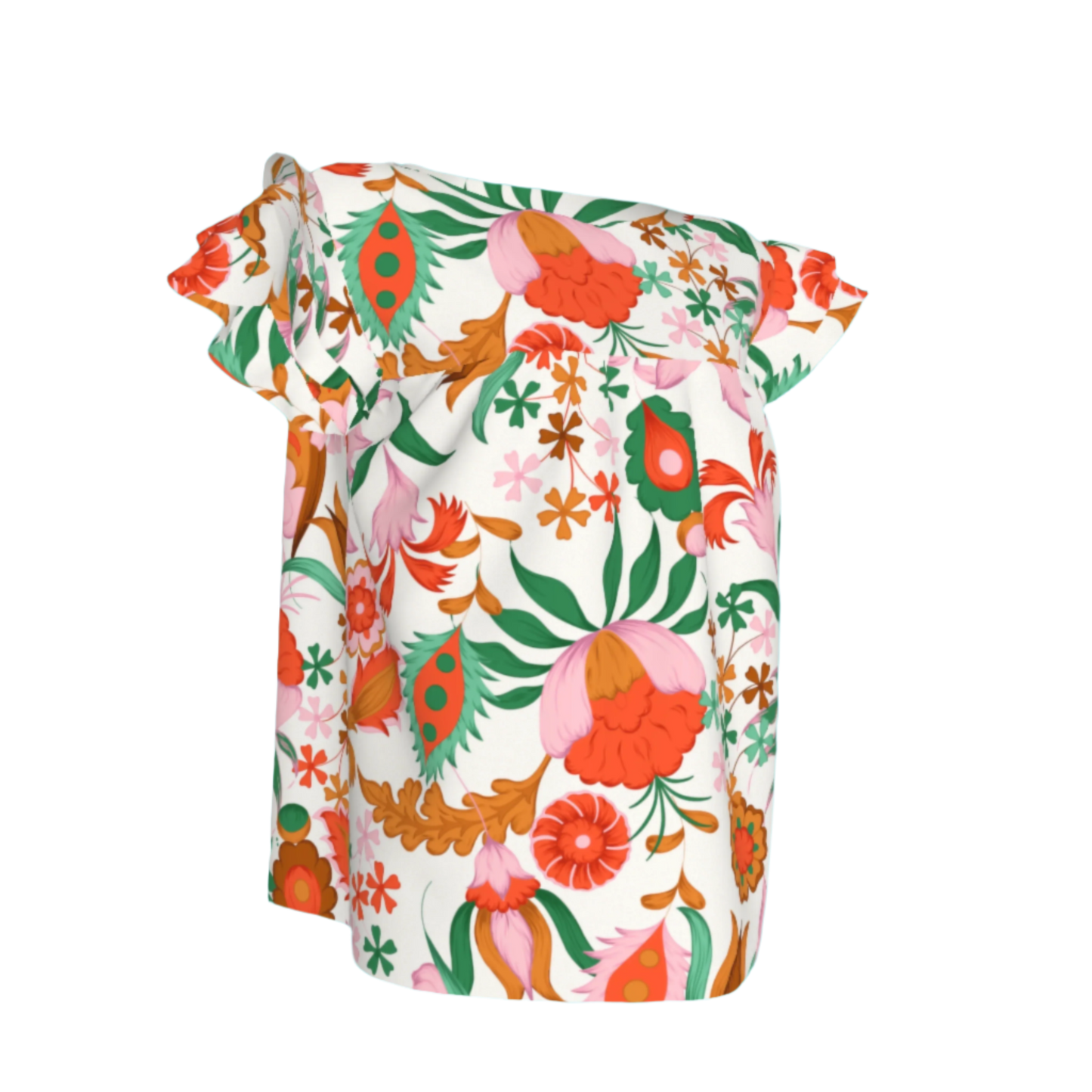 Kid's Ruffled Sleeve Top in Ecru Dutch Blossoms