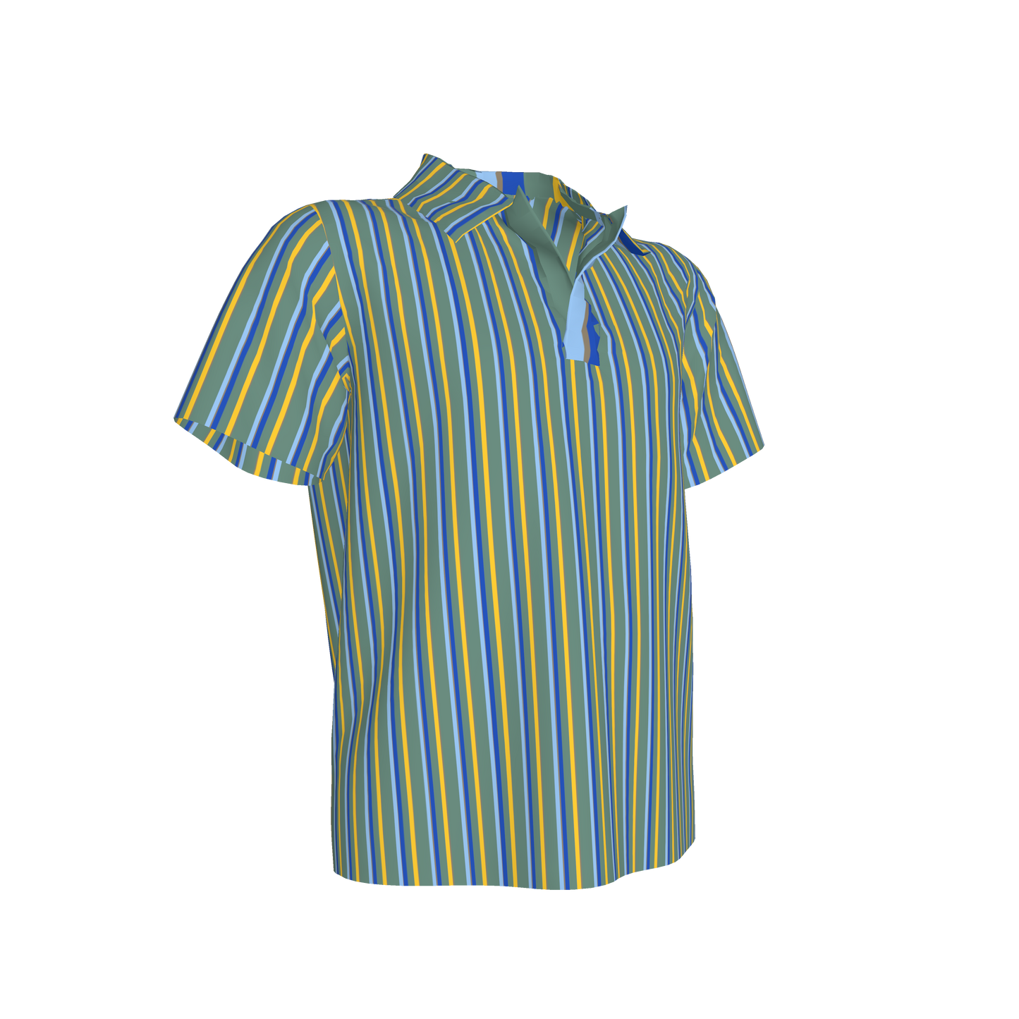Kid's Polo in Stripes Acqua in Organic Cotton Pique