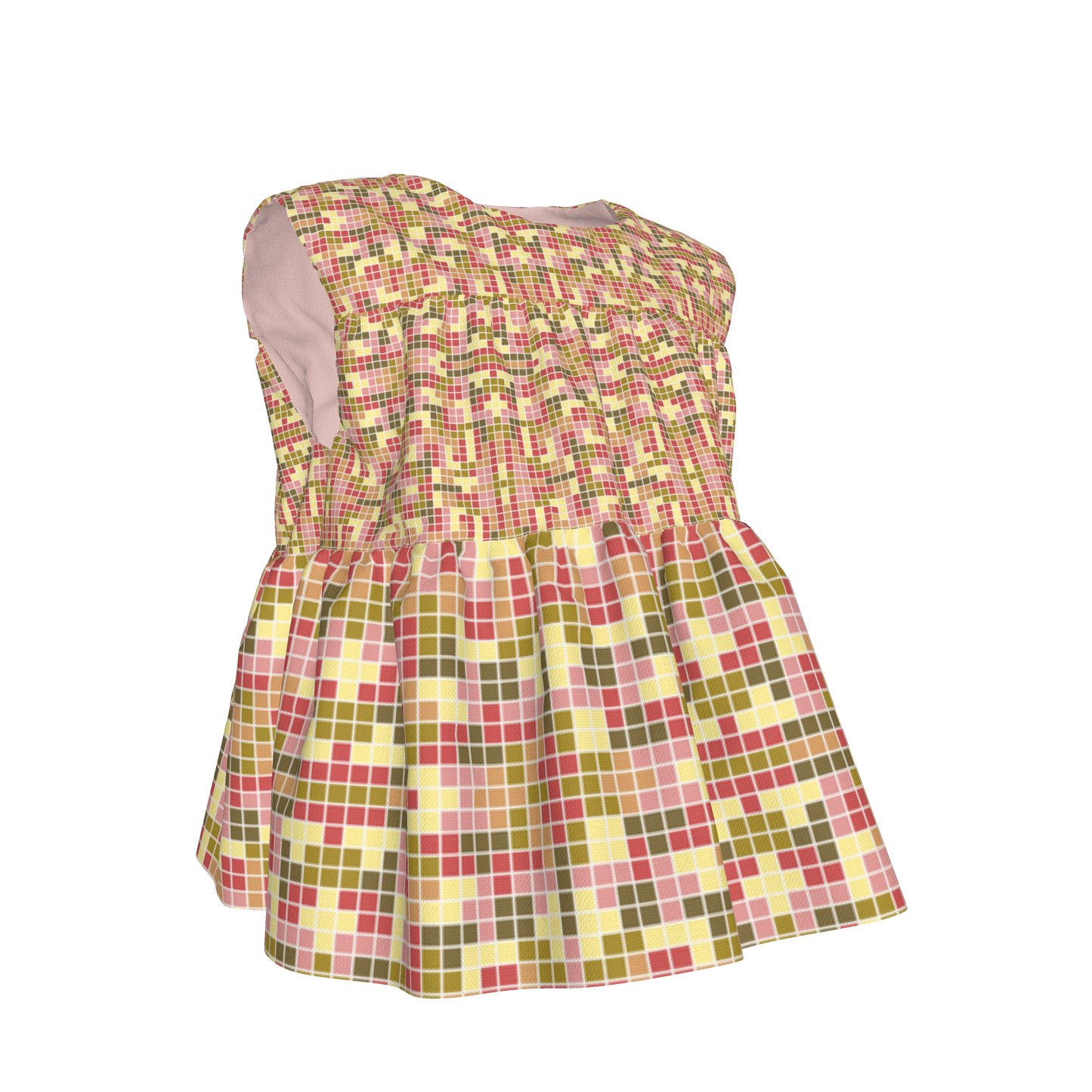 Pixel Sleeveless Ruffled Top