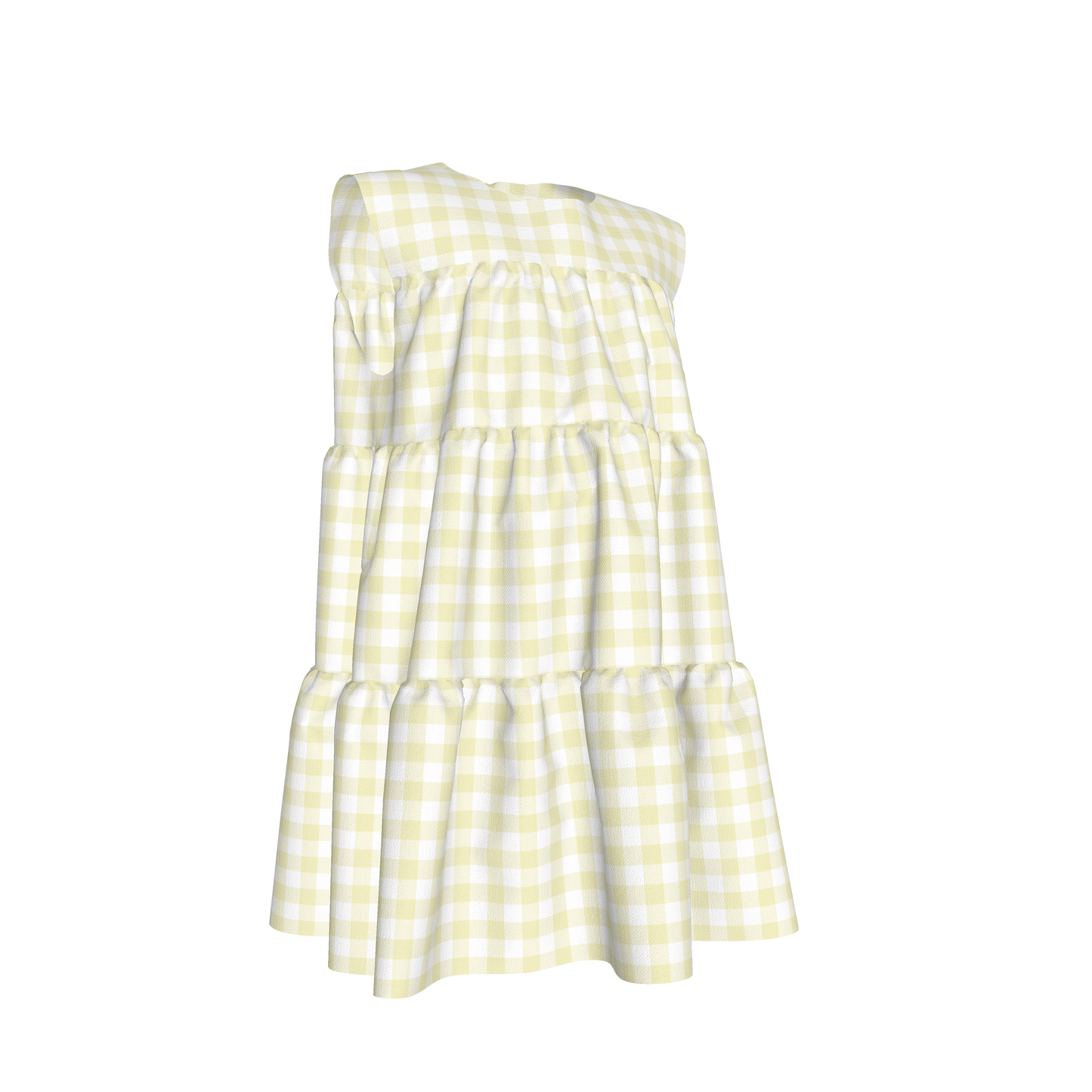 Ruffle Dress without Lining in Pastel Yellow Gingham