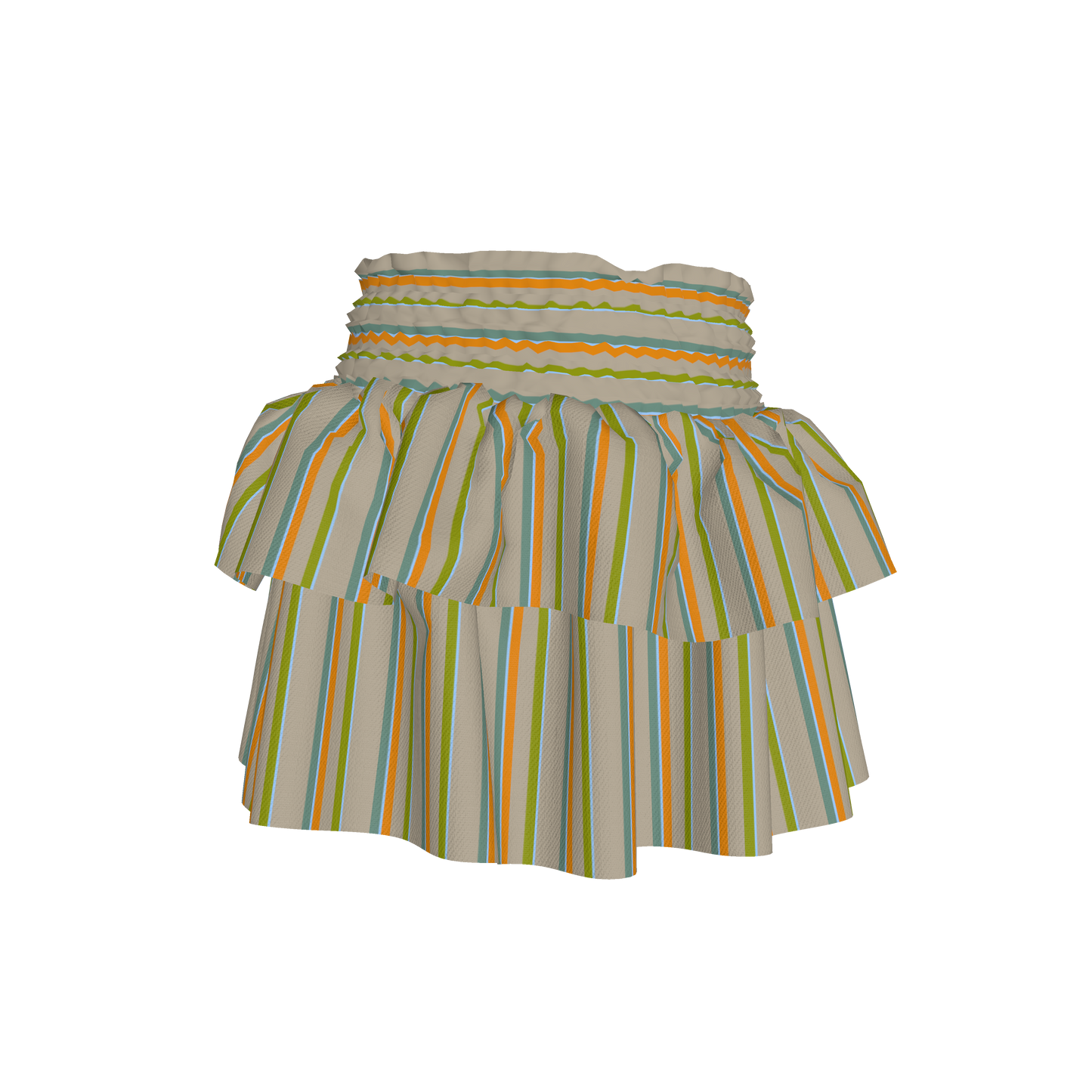 Kid's Smocked Skirt in Stripes Earthtones in Light Cotton Slub