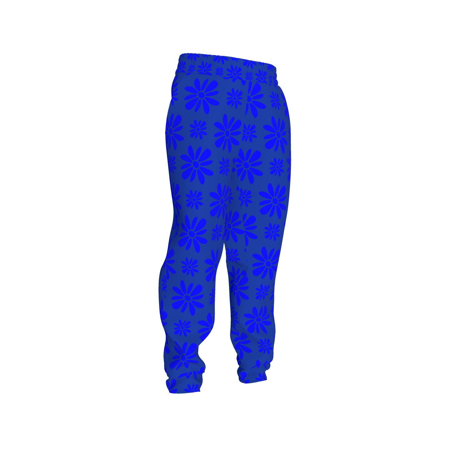 Kid's Jogger in Flower Bloom Bright Blue in Heavy French Terry White