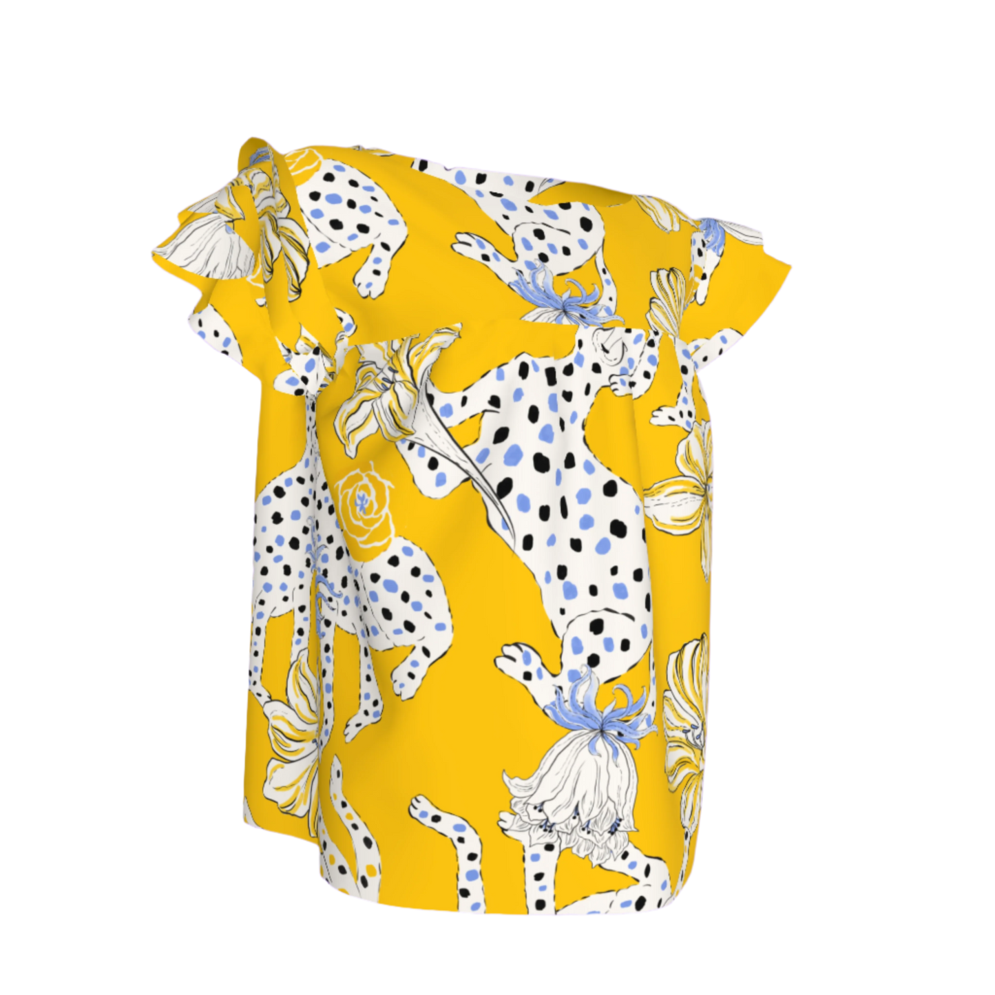 Kid's Ruffled Sleeve Top in Sketching Summer Yellow