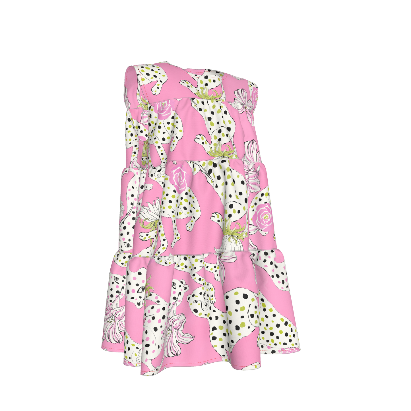 Kid's Ruffle Dress in Sketching Summer Pink