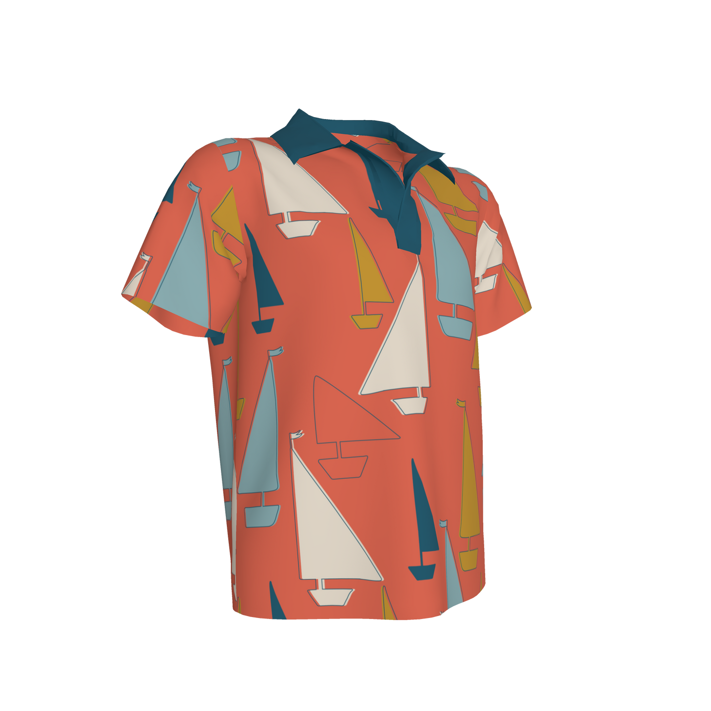 Tomato Red Sailboats Polo