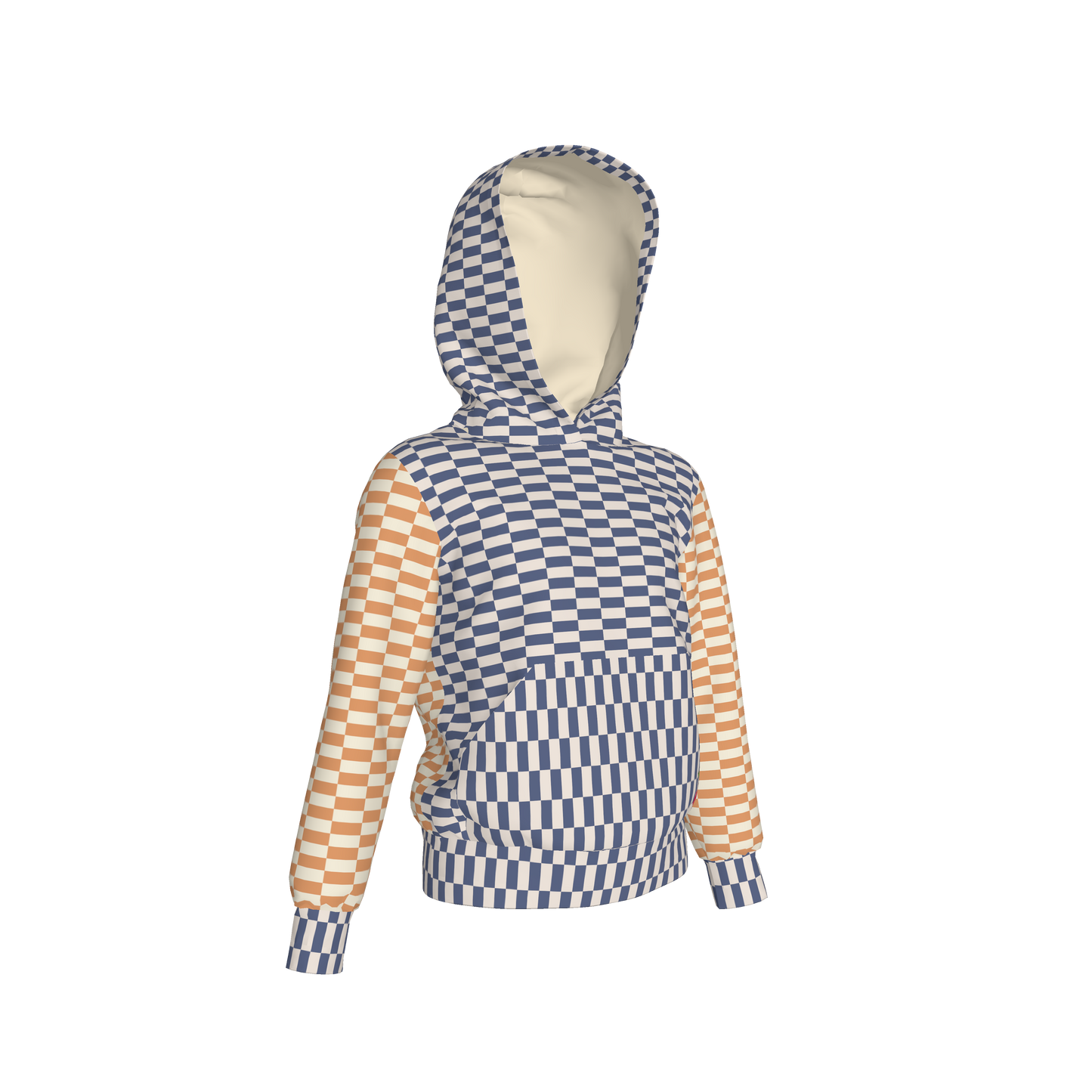 Blue & Yellow Gingham Mix Pullover Hoodie
