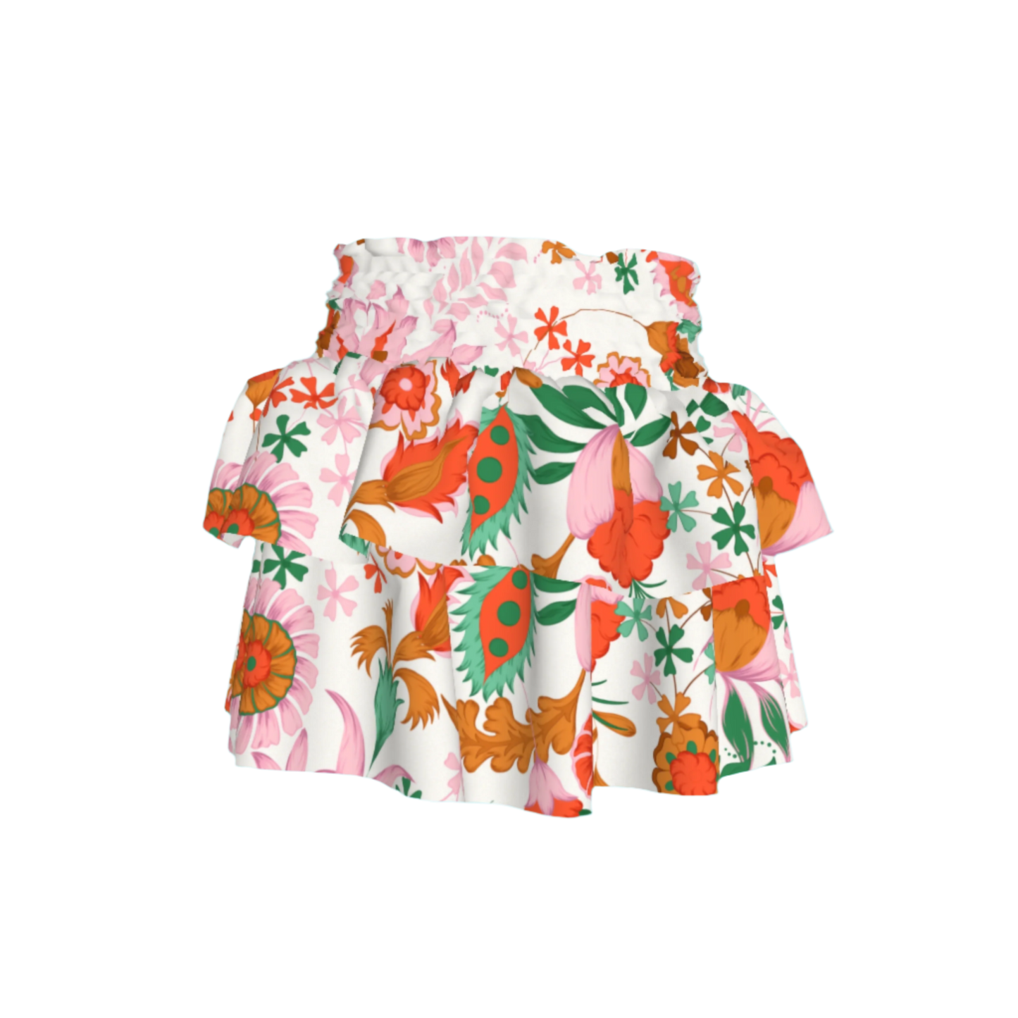 Kid's Smocked Skirt in Ecru Dutch Blossom
