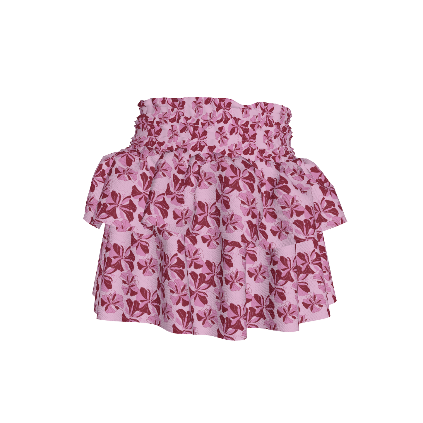 Kid's Smocked Skirt in Tropical Cayena Pink in Light Cotton Slub