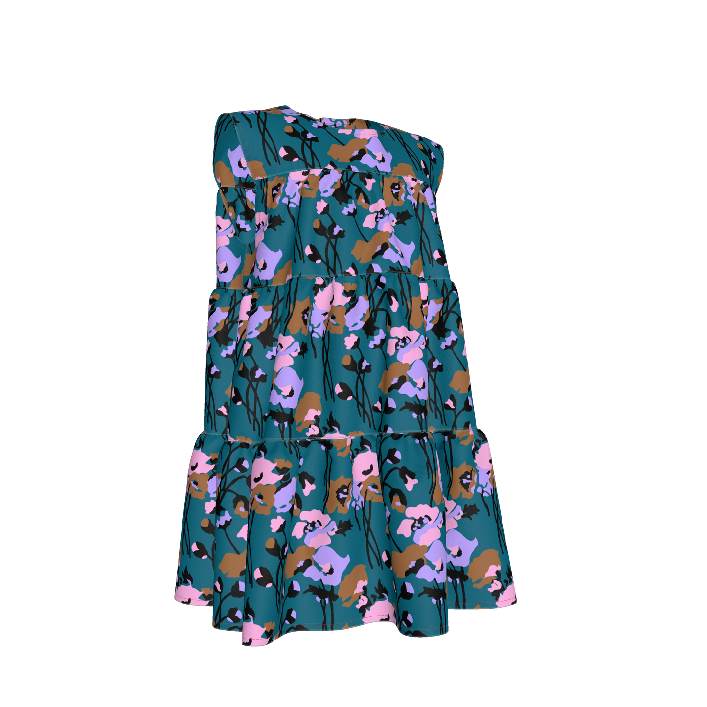 Kid's Ruffle Dress in Dini's Teal Floral