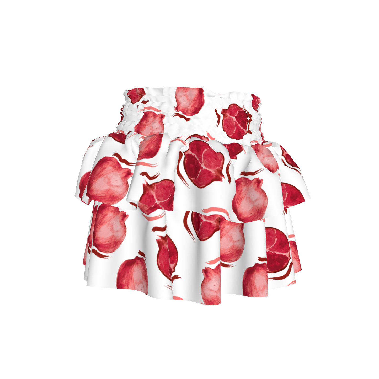 Kid's Smocked Ruffle Skirt in Spring Pomegranates