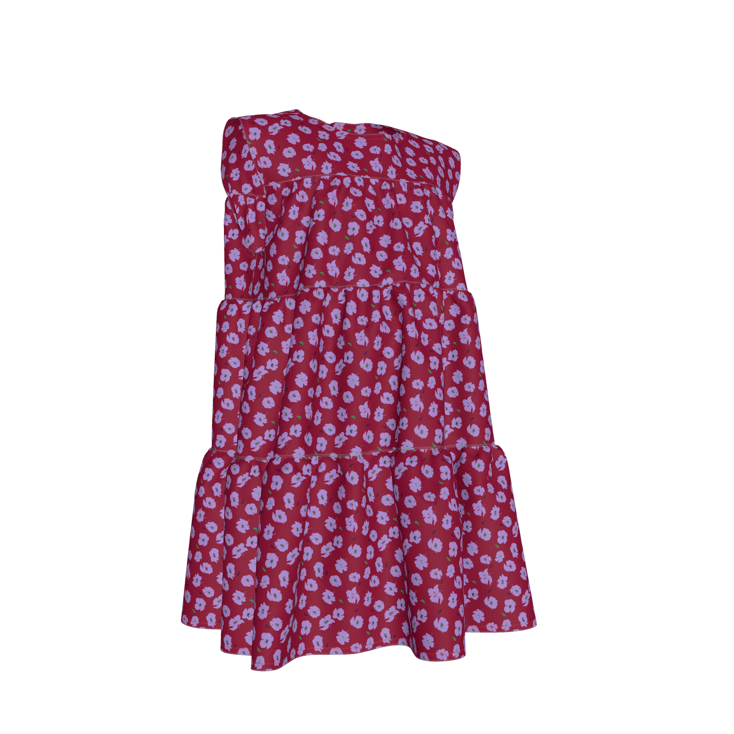 Kid's Ruffle Dress in Micro Purple Poppies