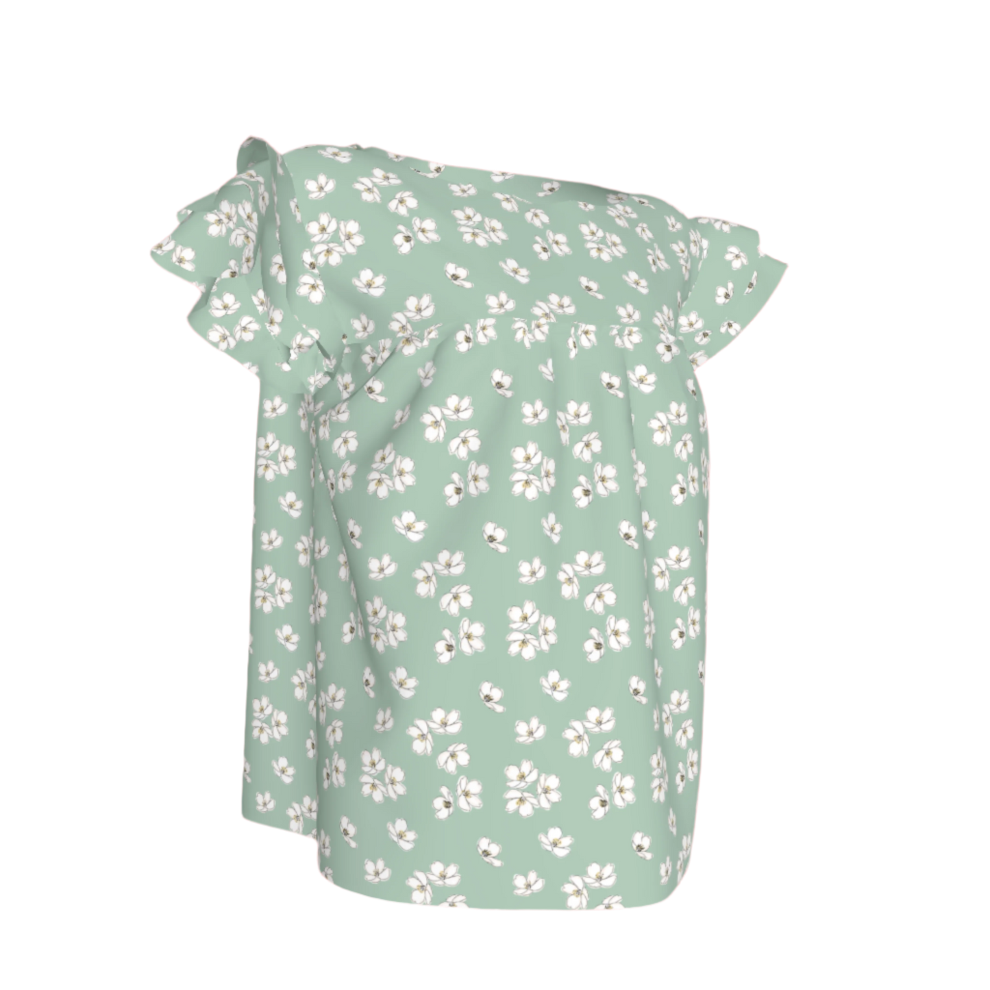 Kid's Ruffled Sleeve Top in Sage Primrose