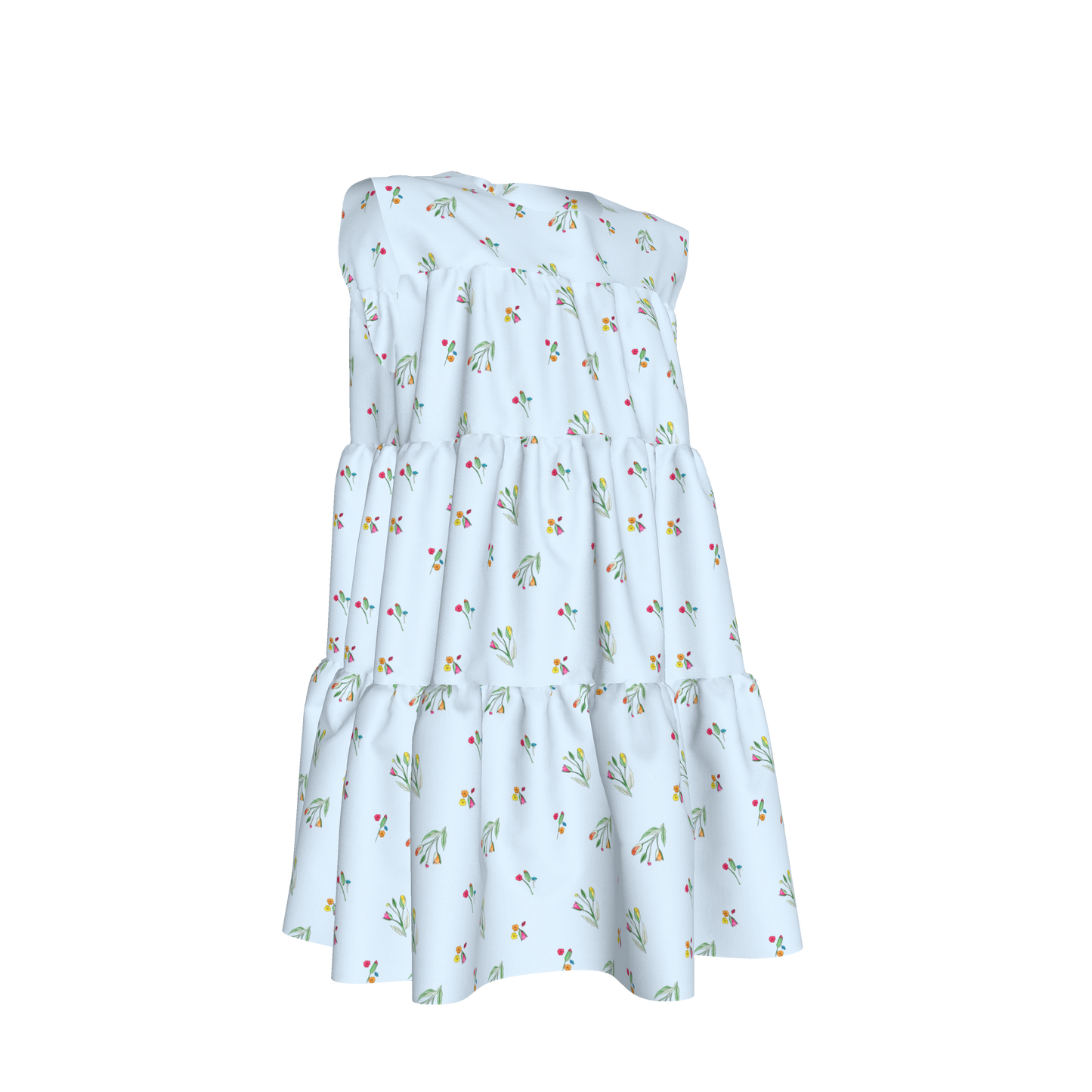 Kid's Ruffle Dress With Lining in Sky Blue
