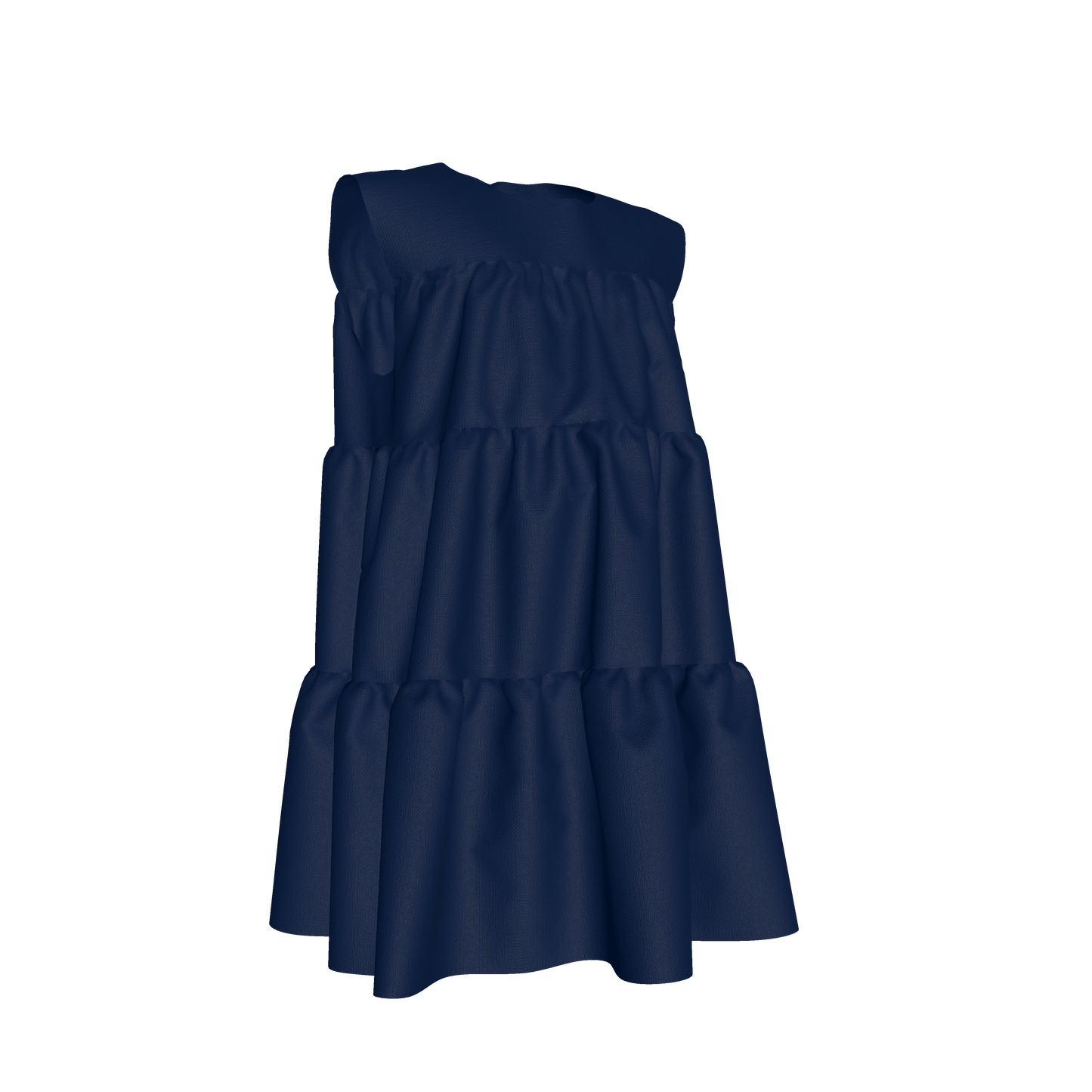 Ruffle Dress without Lining in Solid Blue Gingham