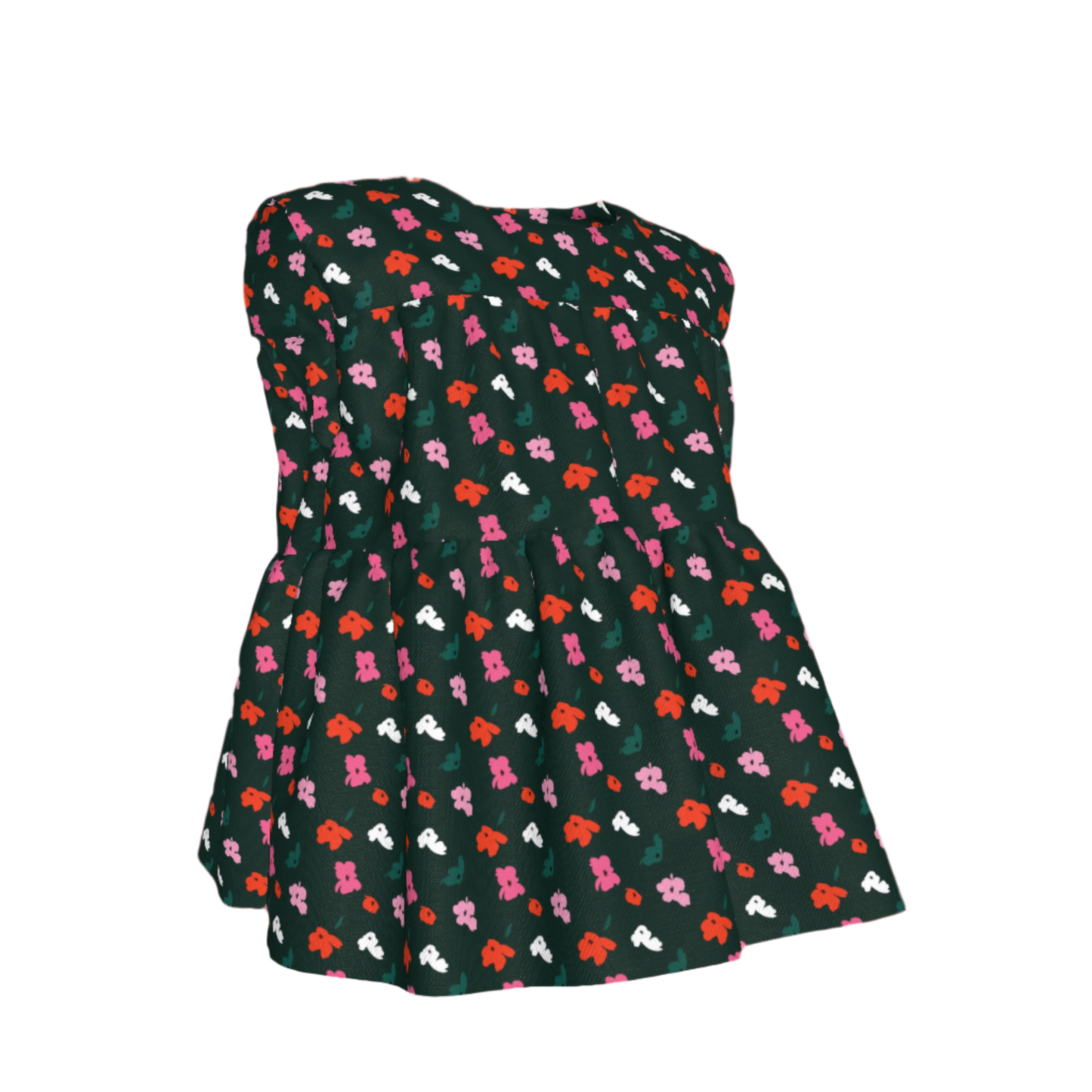 Kid's Sleeveless Ruffle Top in Evergreen Painted Poppies