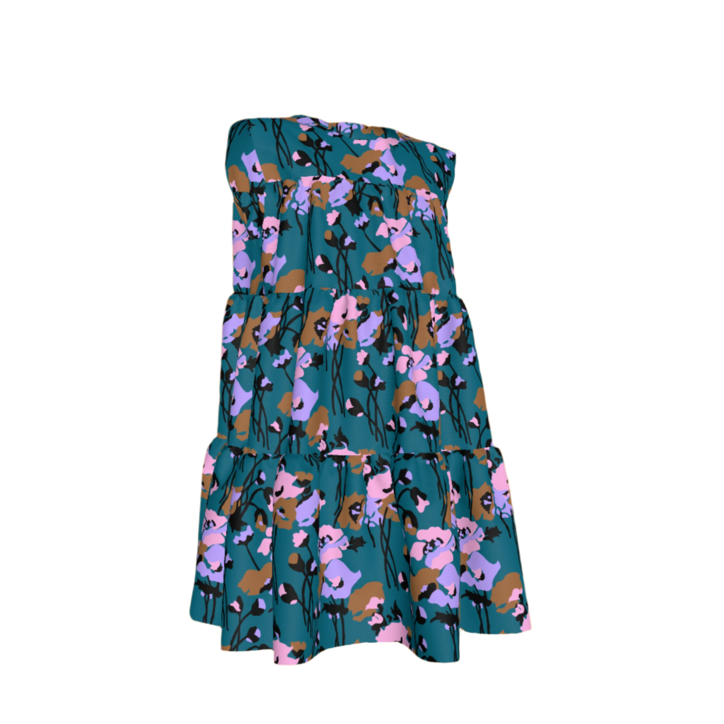 Kid's Ruffle Dress With Lining in Dini's Teal Floral