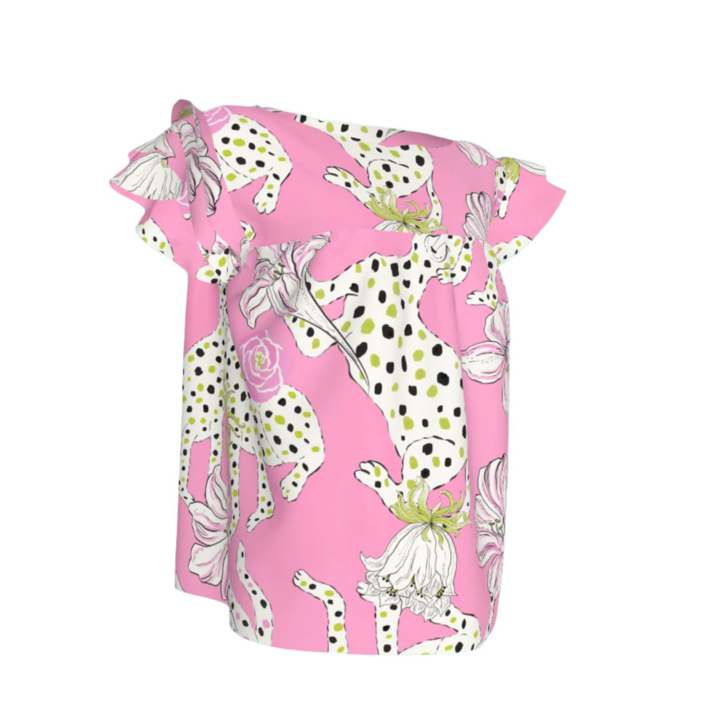 Kid's Ruffled Sleeve Top in Sketching Summer Pink