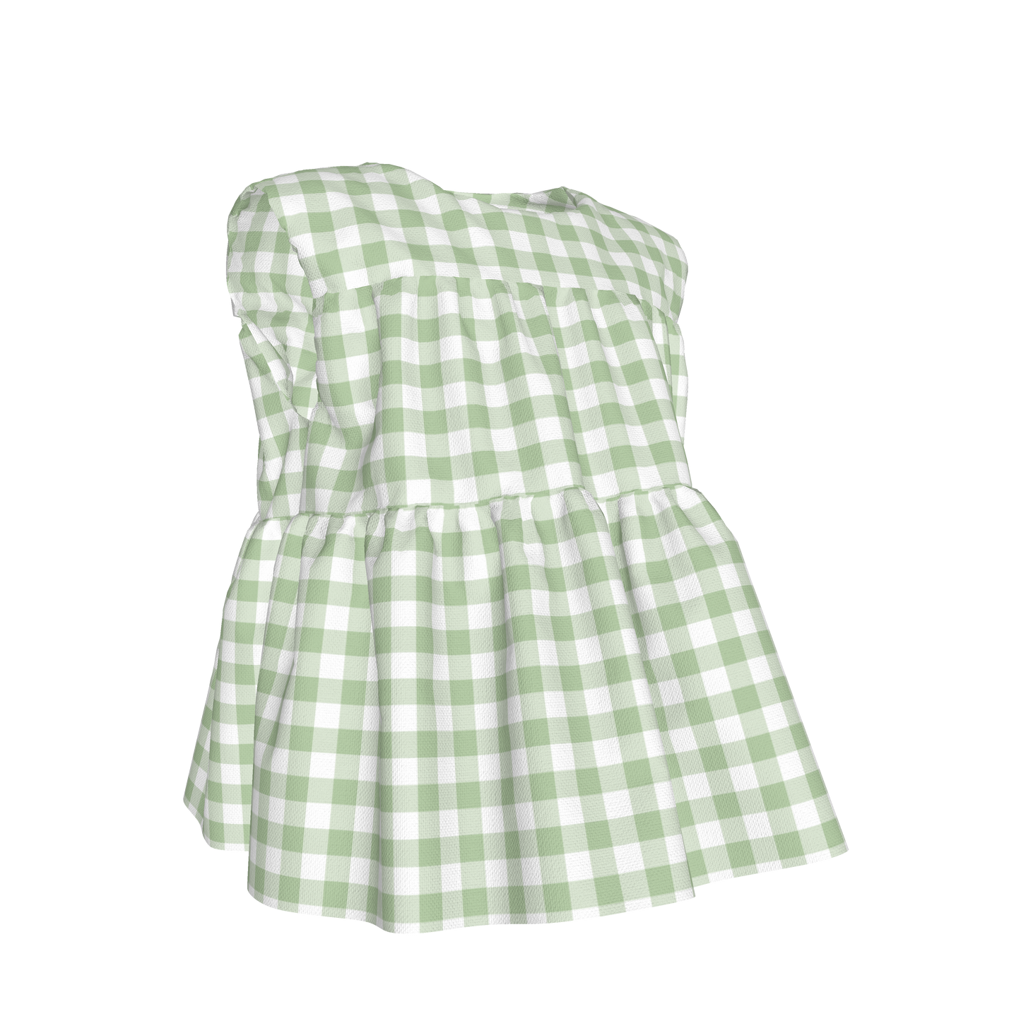 Sleeveless Ruffle Top in Pastel Green Gingham