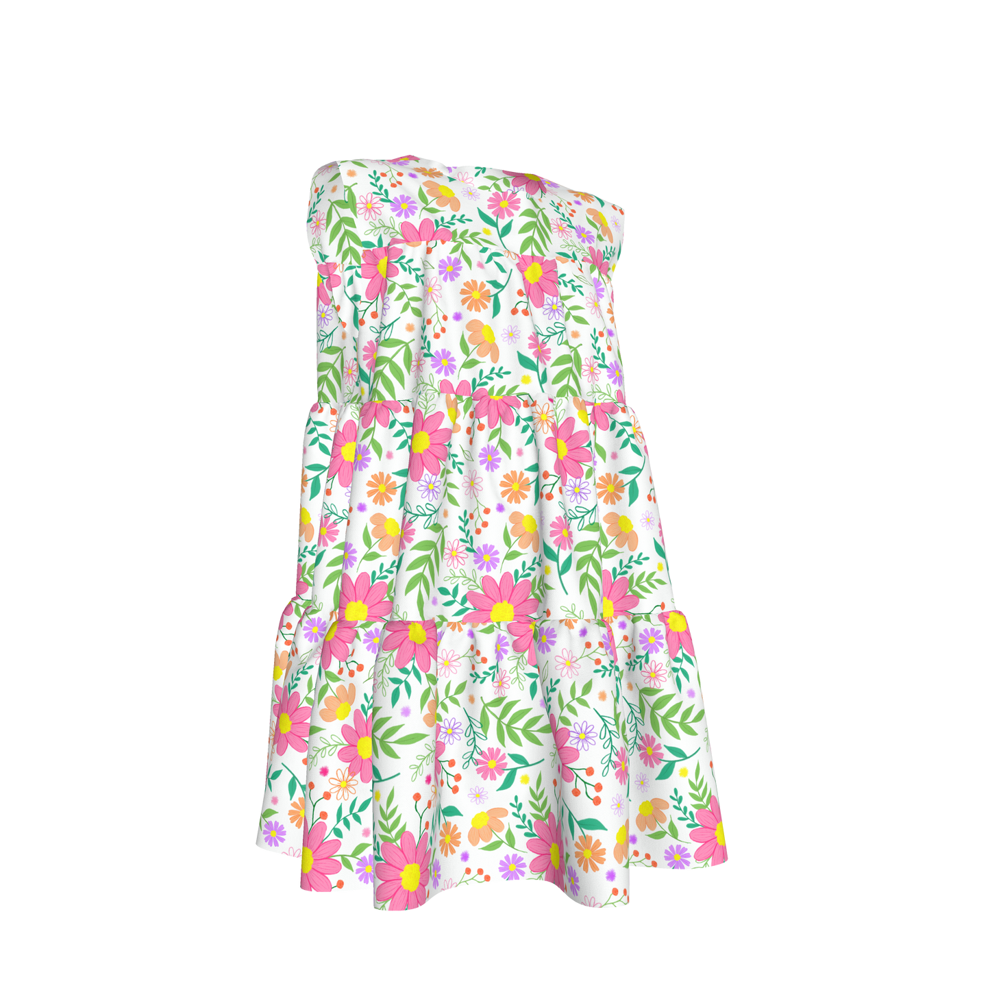 Bright Floral Ruffled Dress