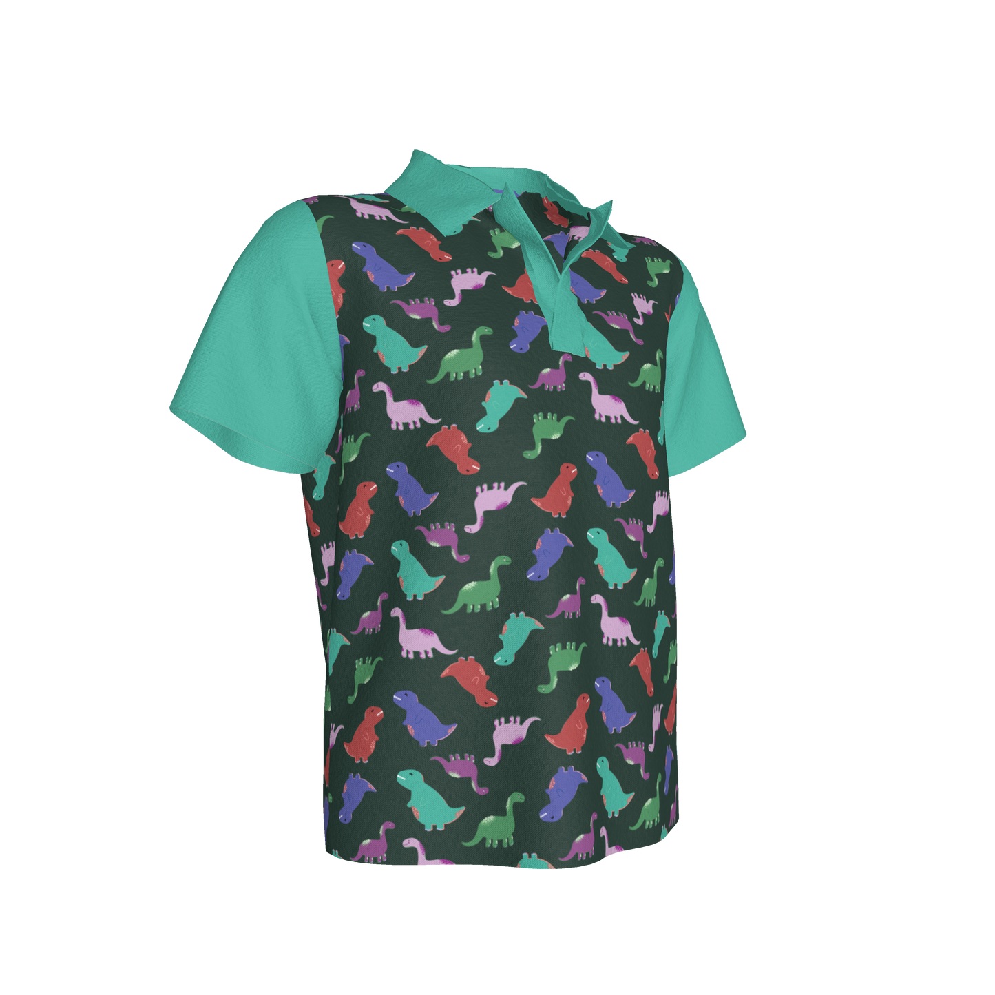 Teal Dino Party Polo