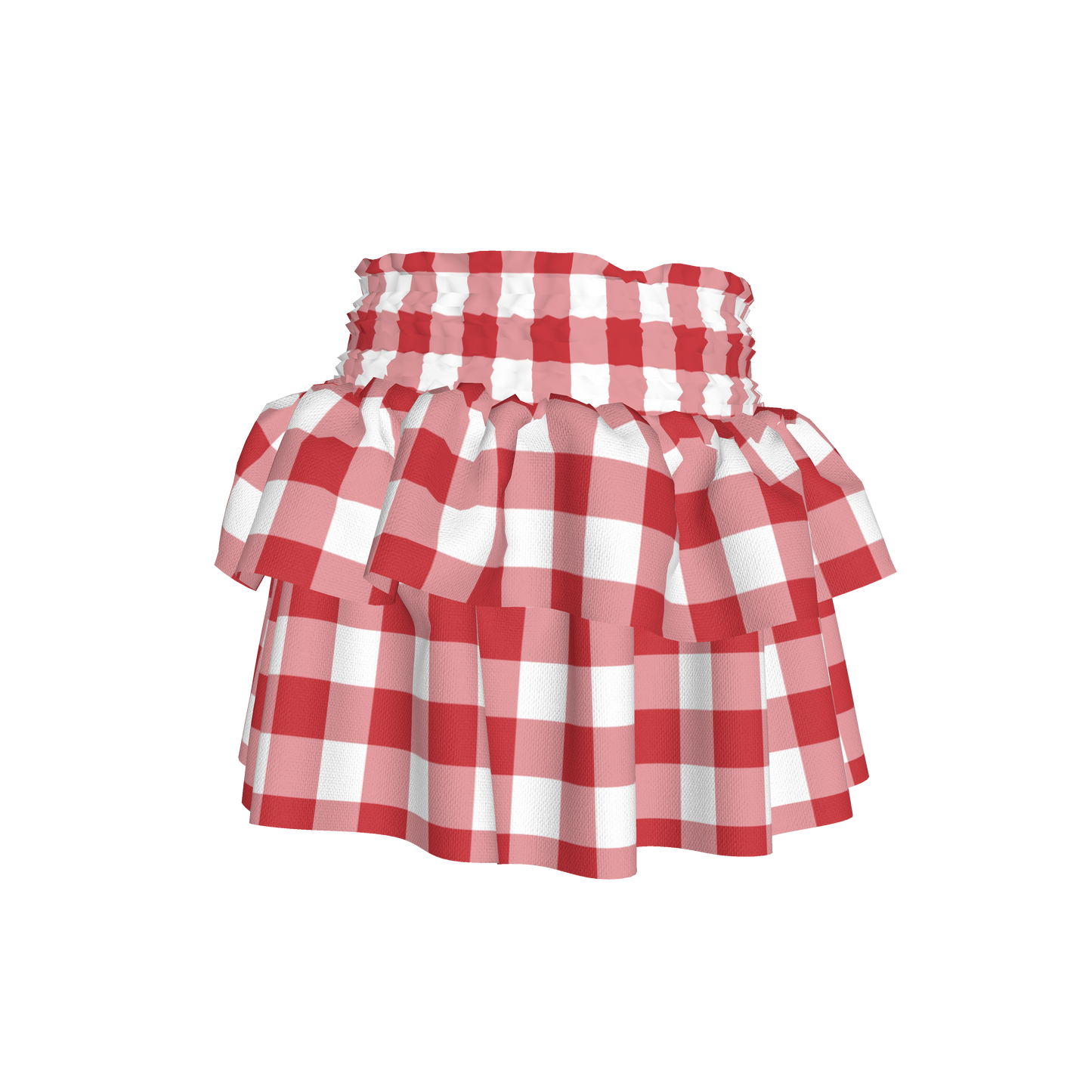 Smocked Ruffle Skirt in Red Gingham