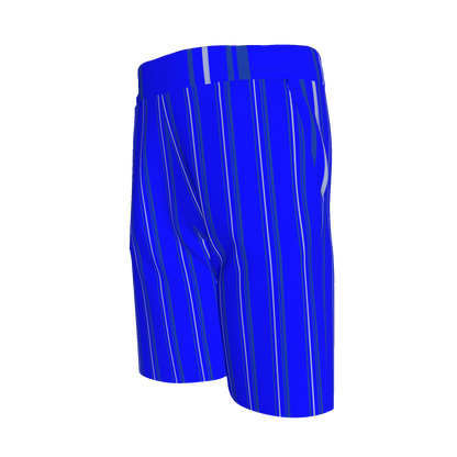 Kid's Knit Shorts in Stripes Bright Blue in Organic Cotton Pique