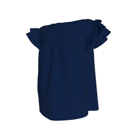 Ruffled Sleeve Top in Solid Navy