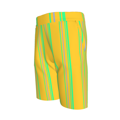 Kid's Knit Shorts in Bright Yellow & Green in Organic Cotton Pique