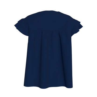 Ruffled Sleeve Top in Solid Navy
