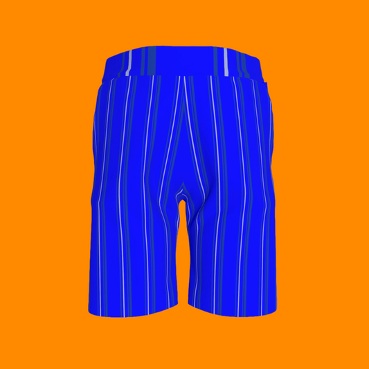Kid's Knit Shorts in Stripes Bright Blue in Organic Cotton Pique