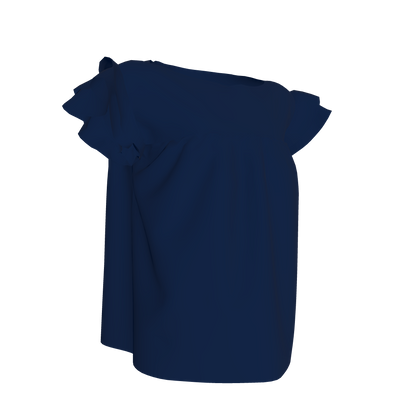 Ruffled Sleeve Top in Solid Navy
