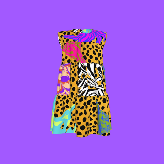 BruceGlen Cheetah Scramble Tiered Dress